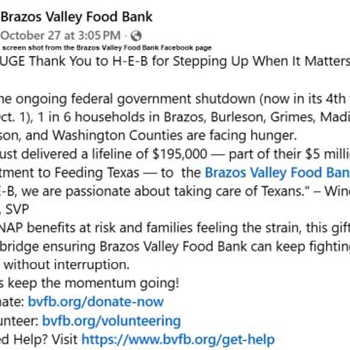 Brazos Valley Food Bank's response to upcoming suspension of SNAP benefits and reduced government assistance episode artwork