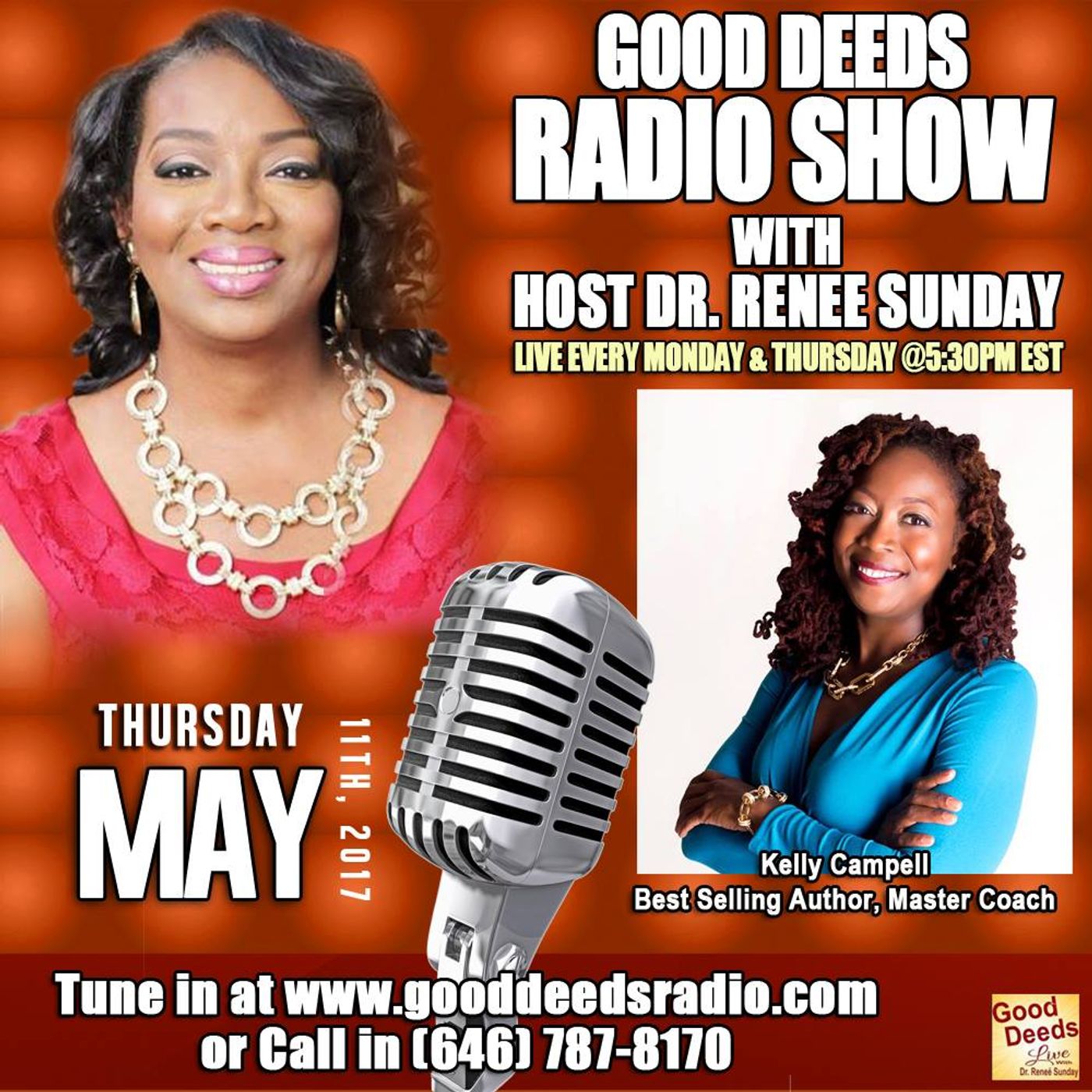 Best-selling Author, Master Coach Kelly Campbell shares on Good Deeds Radio Show episode artwork