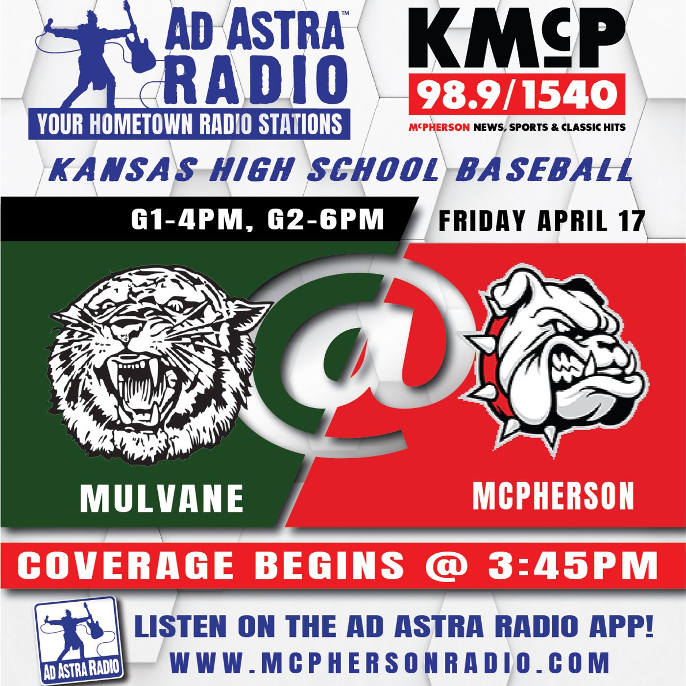 Mulvane Wildcats vs McPherson Bullpups High School Baseball (Game 2-April 17, 2026)