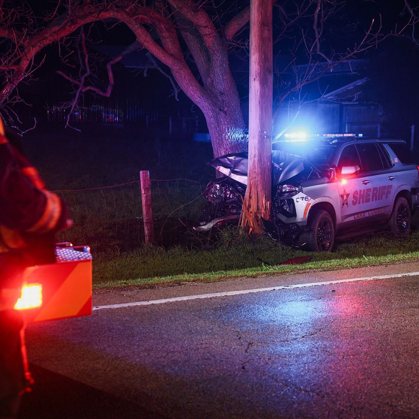 Lake County Sheriff’s car hits utility pole near Woodstock while taking person to McHenry County jail episode artwork