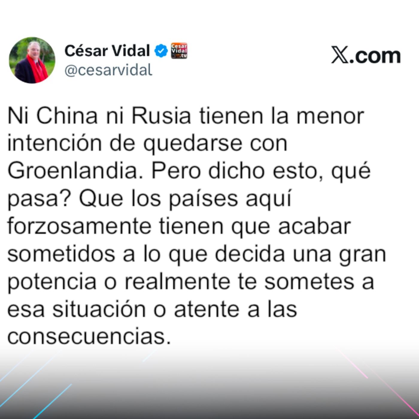 El Post de la Hora | César Vidal «Ni China ni Rusia tienen la menor intención de quedarse con Groenlandia» episode artwork