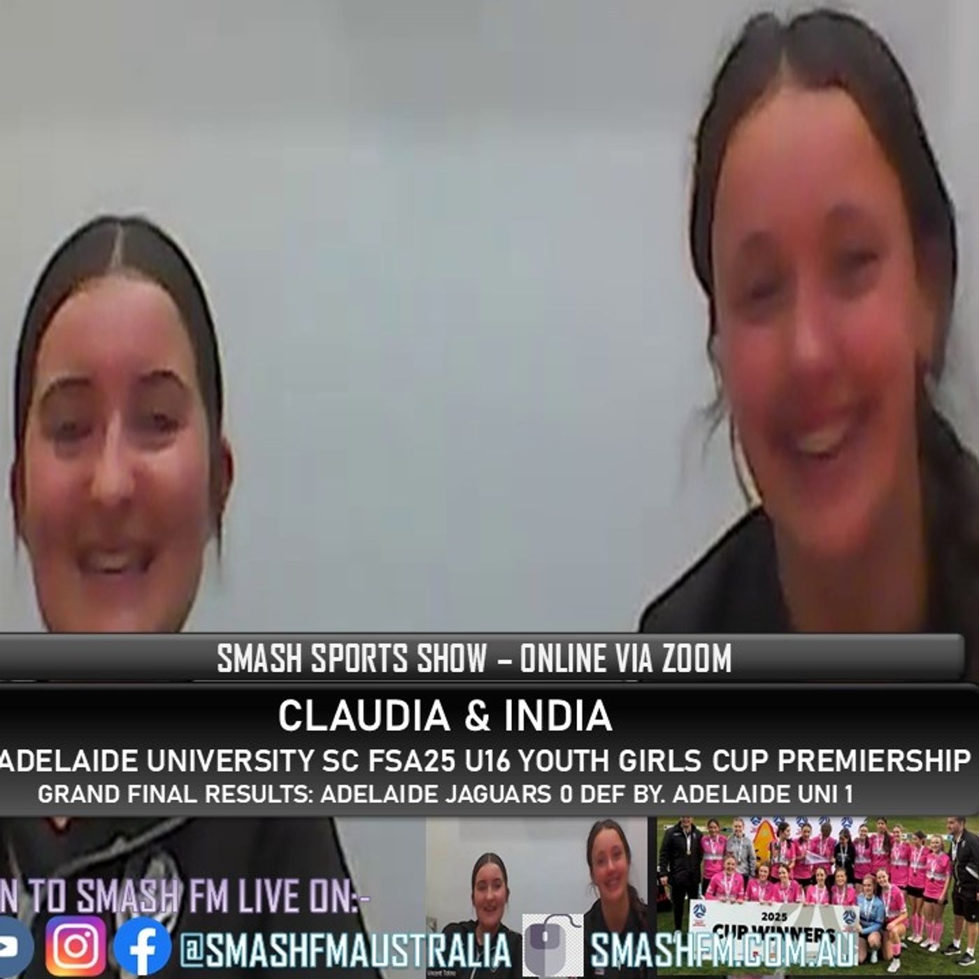 SSS15THYR: Adelaide Uni SC U16 Youth Girls Cup Premiership Interviews 130825