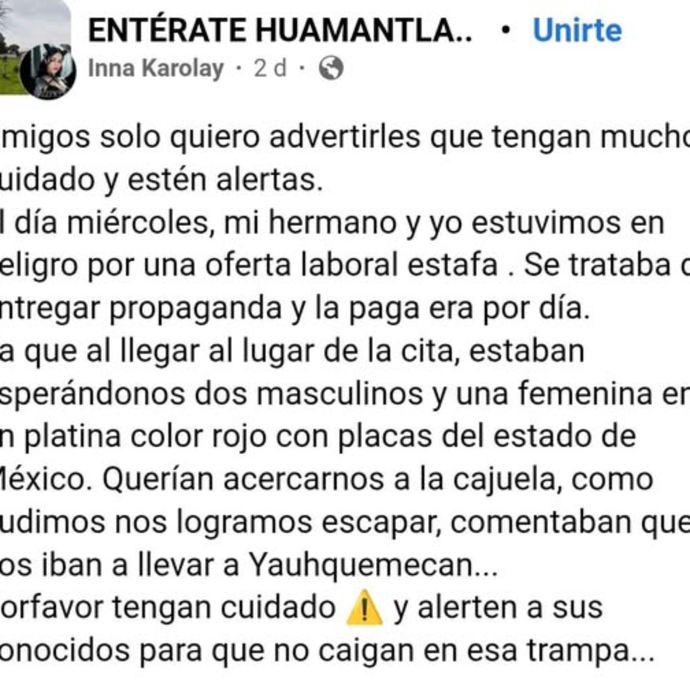 🚨 ALERTAN EN HUAMANTLA SOBRE FALSAS OFERTAS LABORALES PARA CAPTAR PERSONAS 😡⚠️🆘