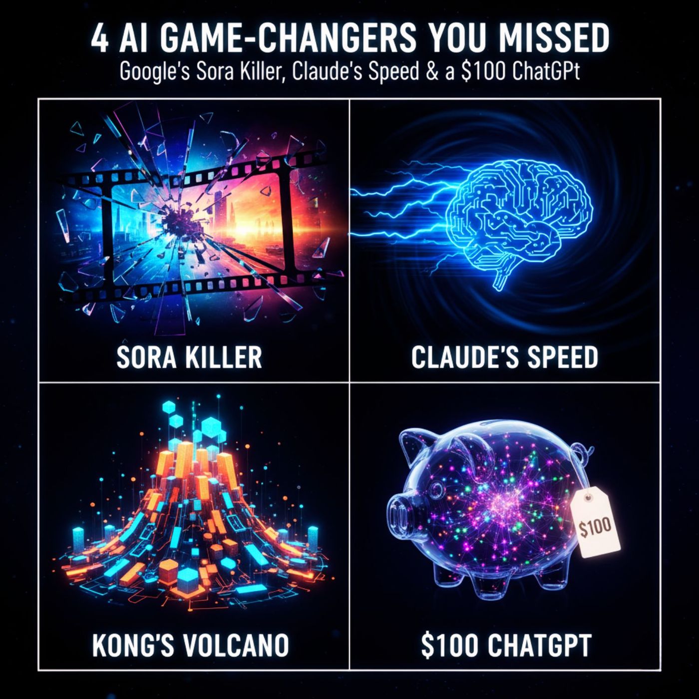 4 AI Game-Changers You Missed: Google's Sora Killer, Claude's Speed & a $100 ChatGPT episode artwork