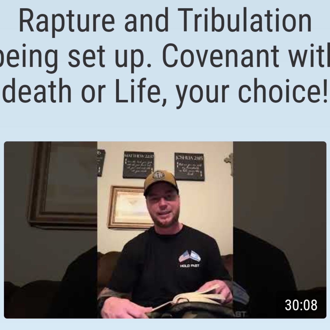 Rapture and Tribulation being set up. Covenant with death or Life, your choice episode artwork