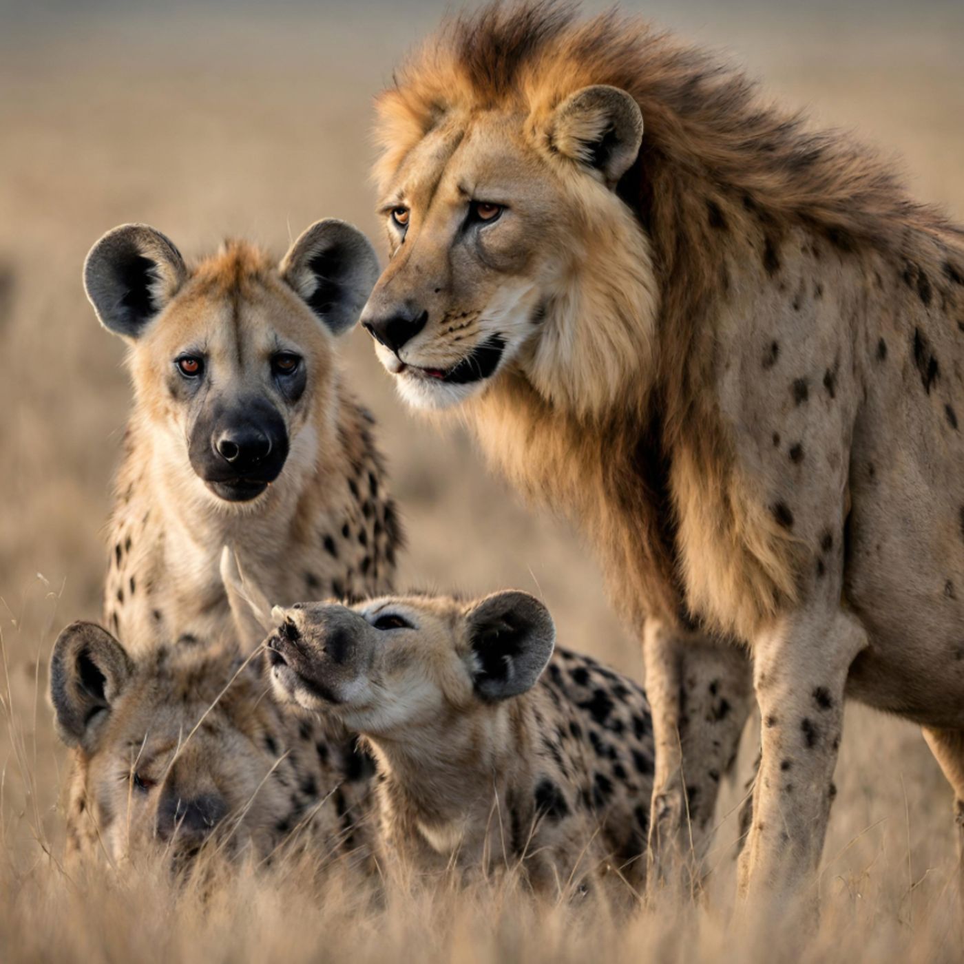 Dos hienas y un león