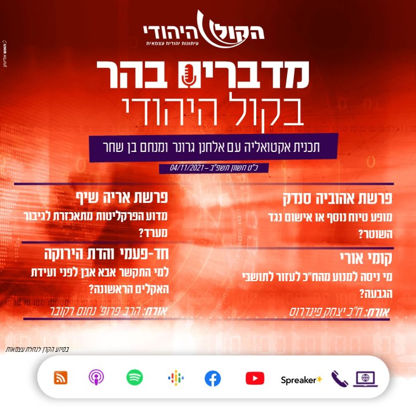 פרשת אהוביה סנדק, התאכזרות לאריה שיף, וועידת האקלים מדברים בהר פרשת אהוביה סנדק, התאכזרות לאריה שיף, וועידת האקלים