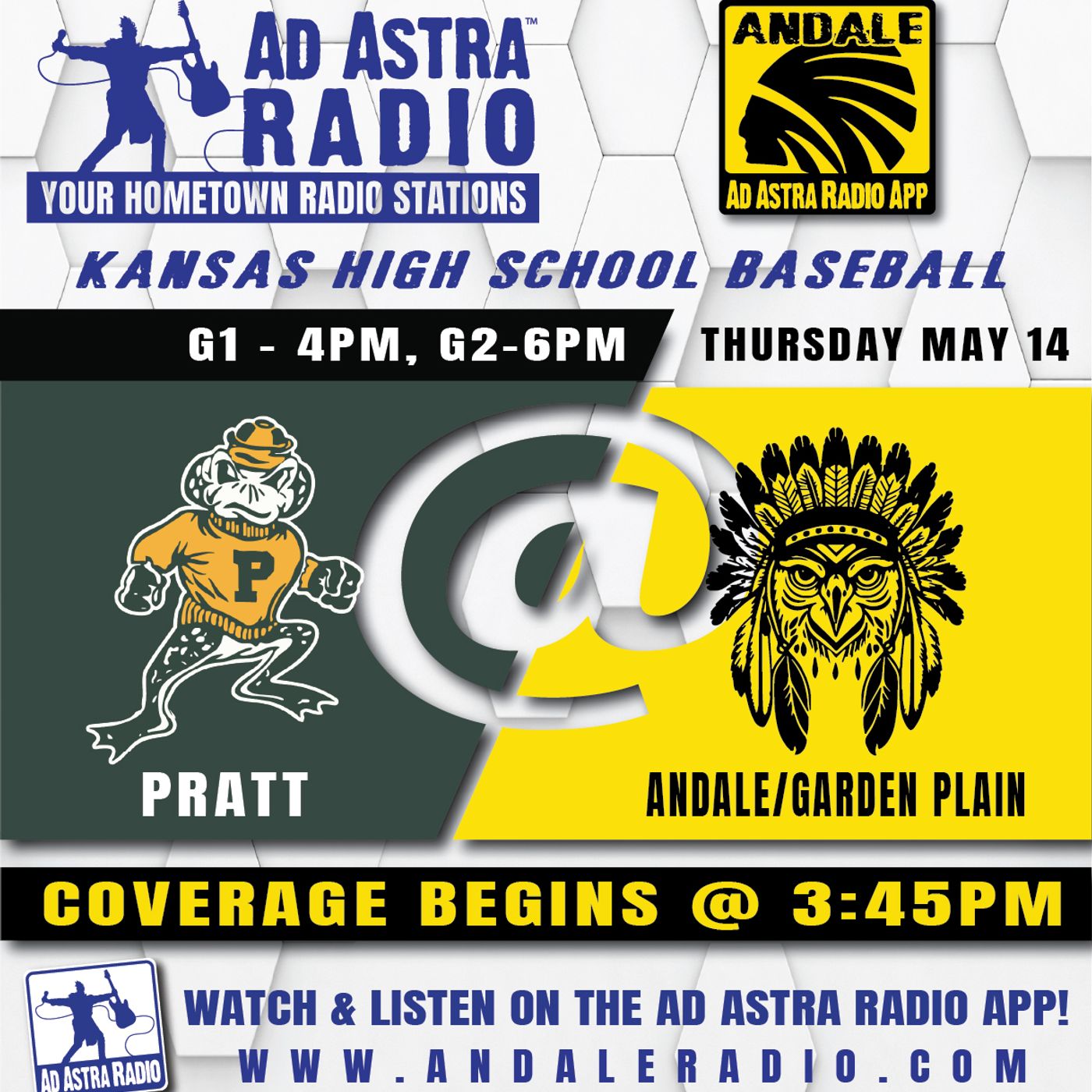 Pratt Greenbacks at Andale Indians High School Baseball (Game 1-May 14, 2026) episode artwork