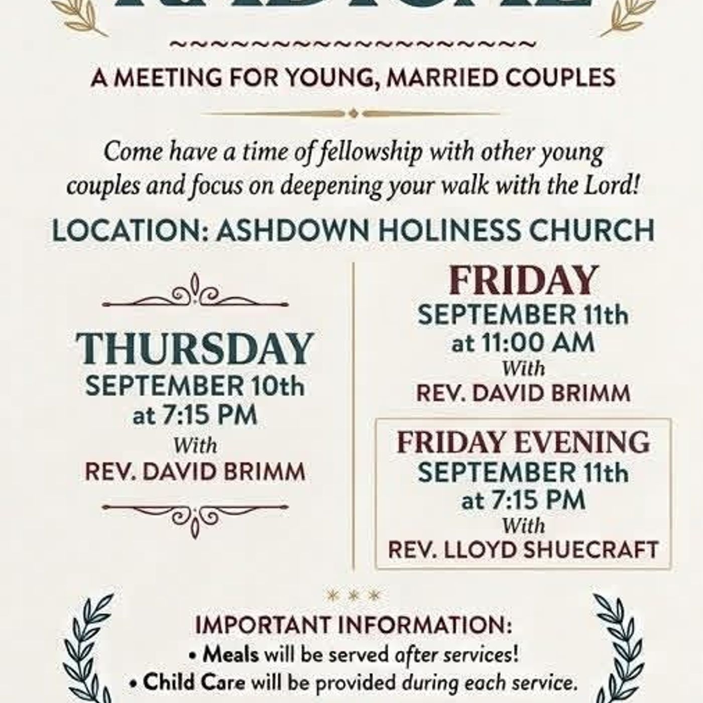 Announcement from Ashdown Holiness