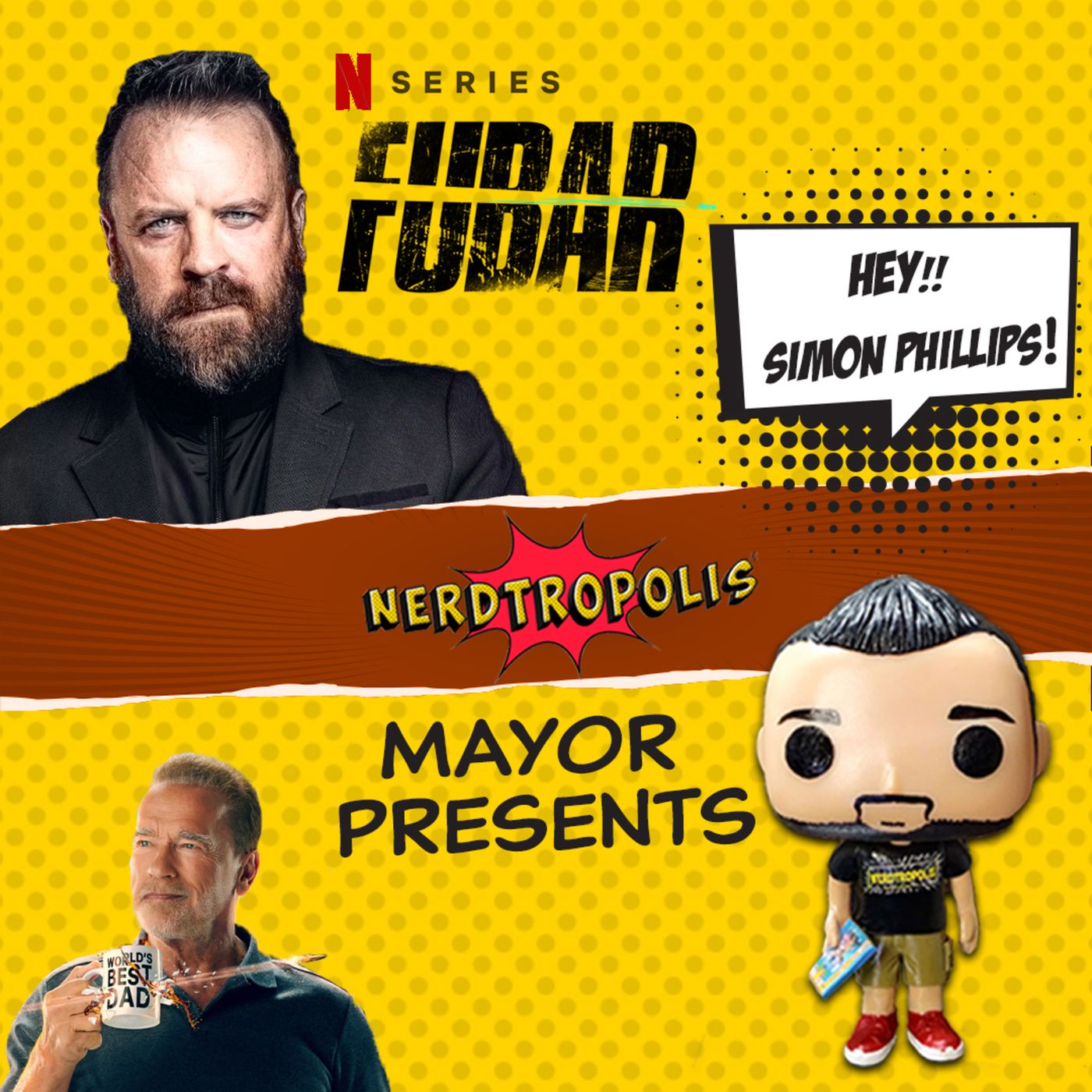SIMON PHILLIPS: FUBAR with Arnold Schwarzenegger, The Witcher with Henry Cavill episode artwork