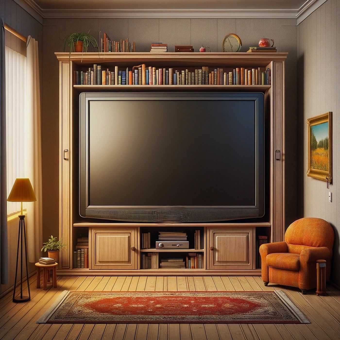 “You know you’re working class when your TV is bigger than your bookcase.” episode artwork