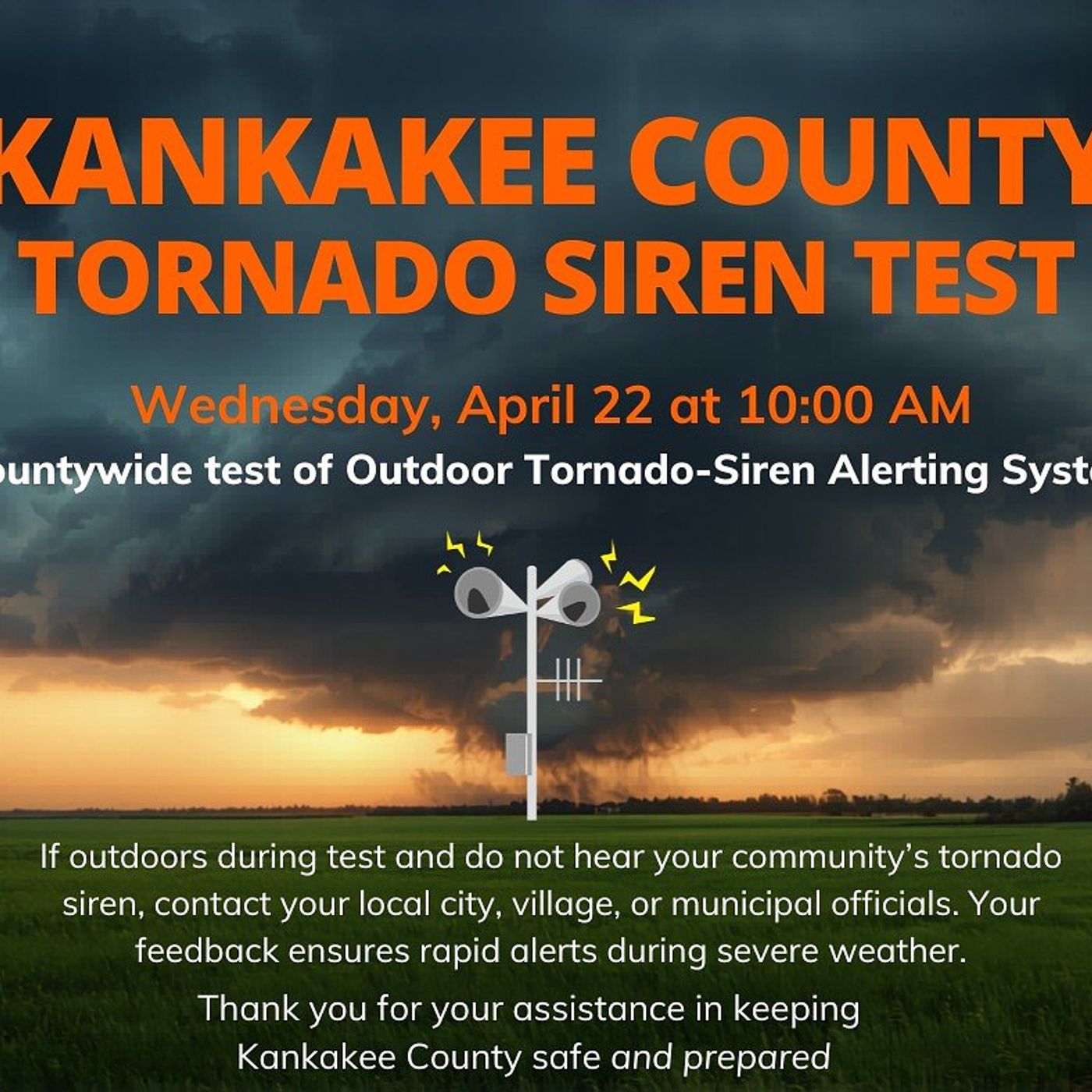 KanComm testing outdoor tornado siren system Wednesday in Kankakee County episode artwork