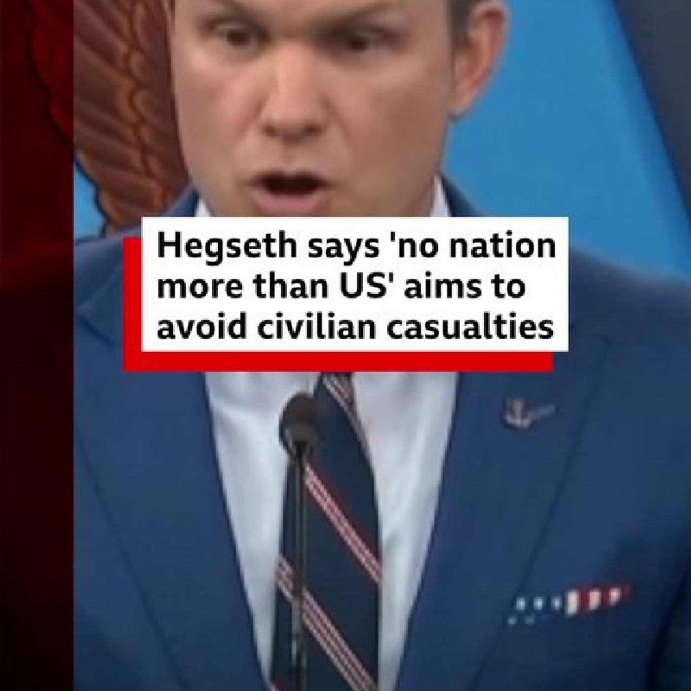 Pete Hegseth was asked about what measures the Pentagon is taking to minimise civilian casualties in strikes inside Iran. It comes amid repo episode artwork