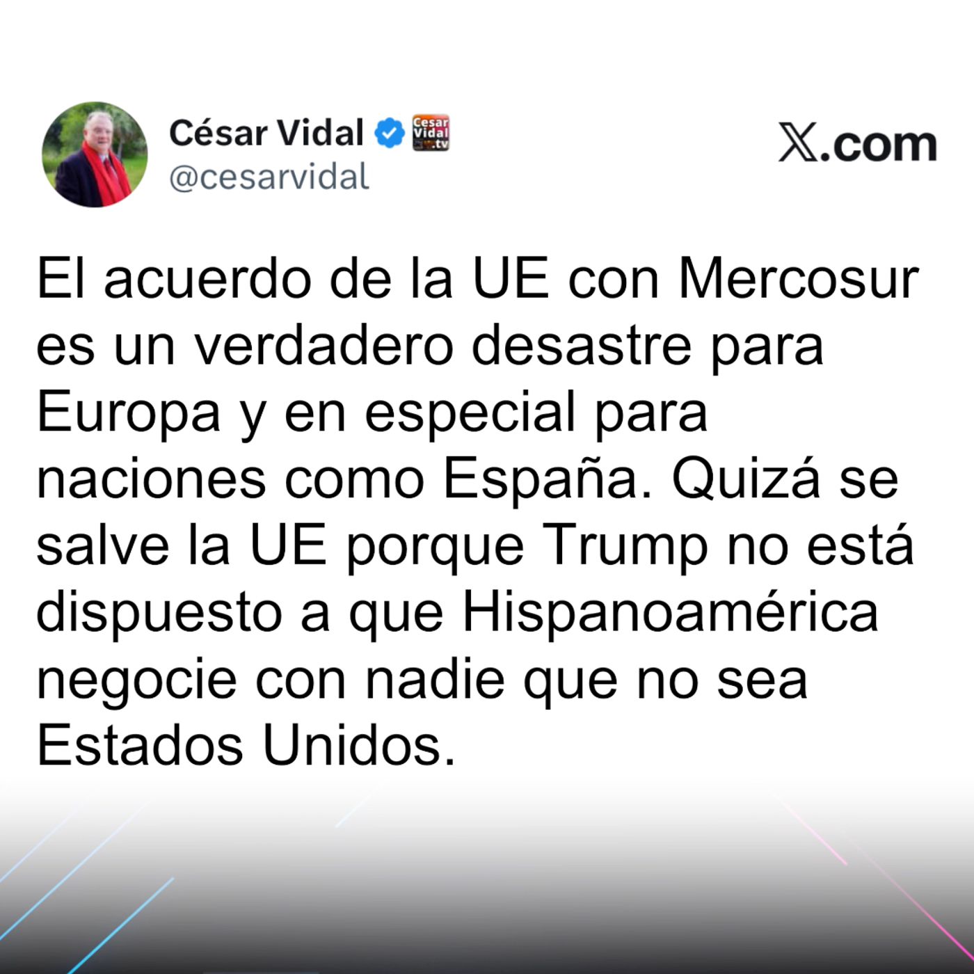 El Post de la Hora | César Vidal «El acuerdo de la UE con Mercosur es un verdadero desastre para Europa» episode artwork