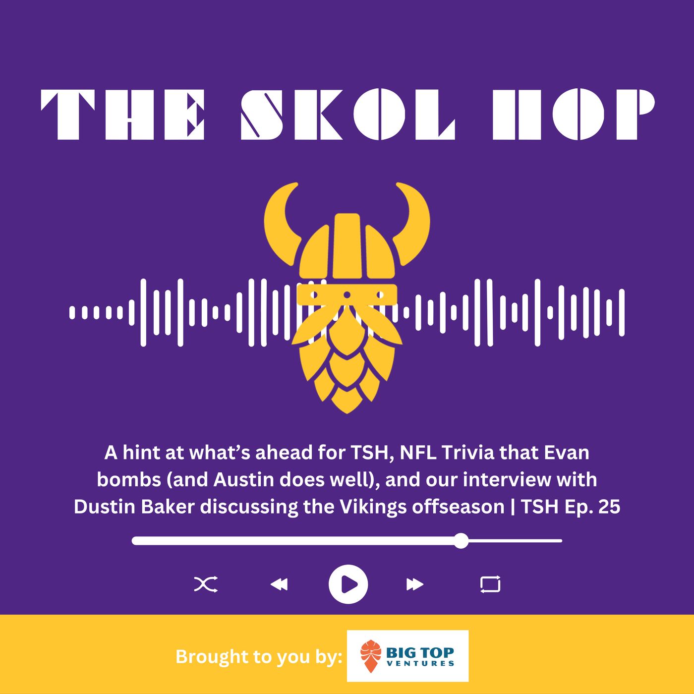 A hint at what’s ahead for TSH, NFL Trivia that Evan bombs (and Austin does well), and our interview with Dustin Baker discussing the Viking episode artwork