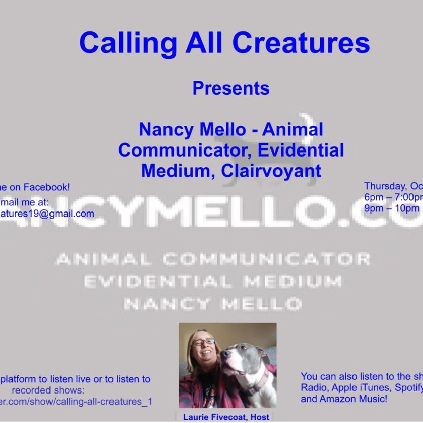 Calling All Creatures Presents Nancy Mello - Animal Communicator