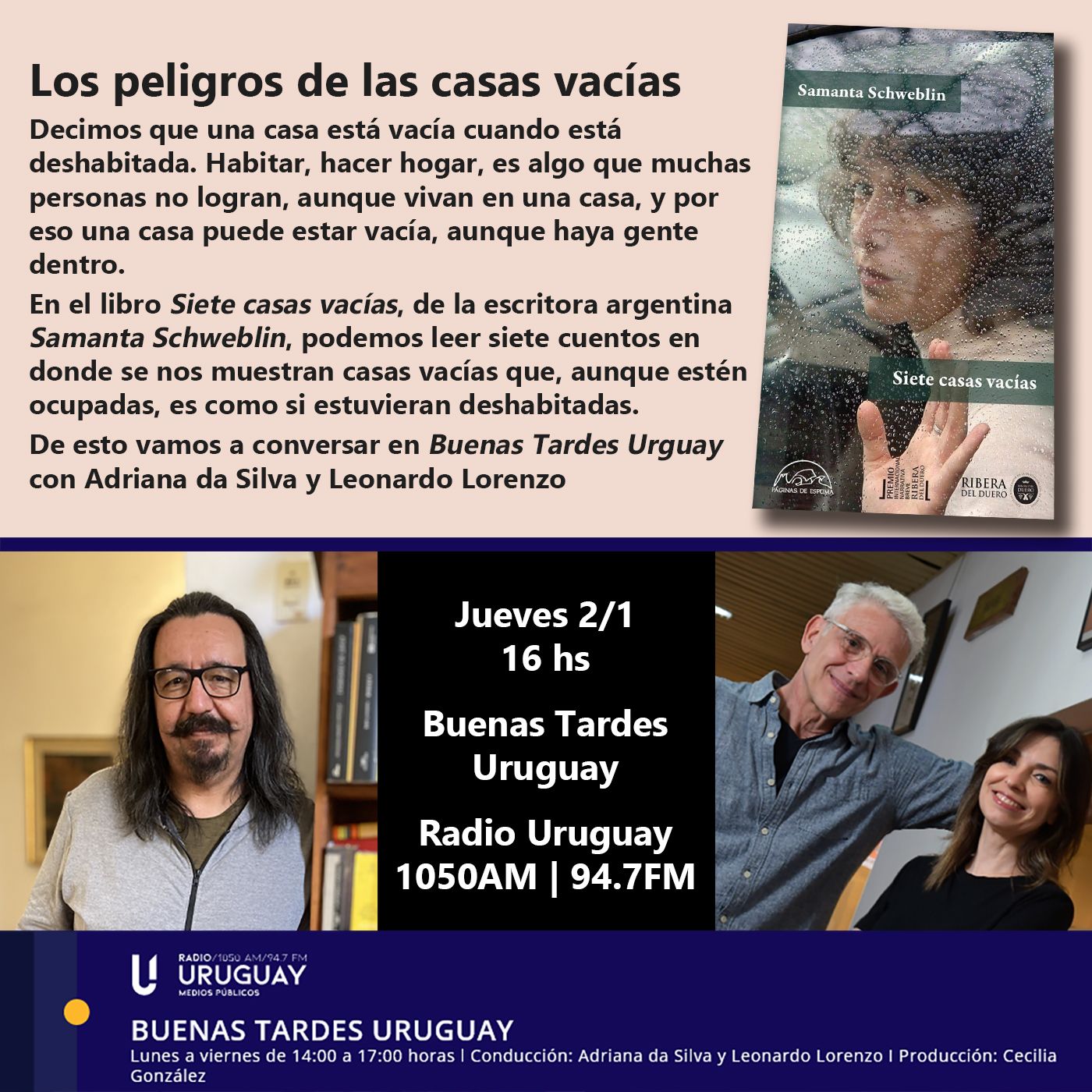Buenas Tardes Uruguay | Siete casas vacías | Samanta Schweblin | 02-01-25 episode artwork