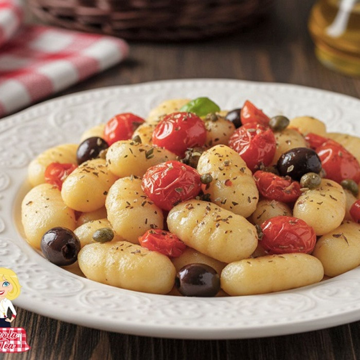 Gnocchi con pomodorini olive e capperi