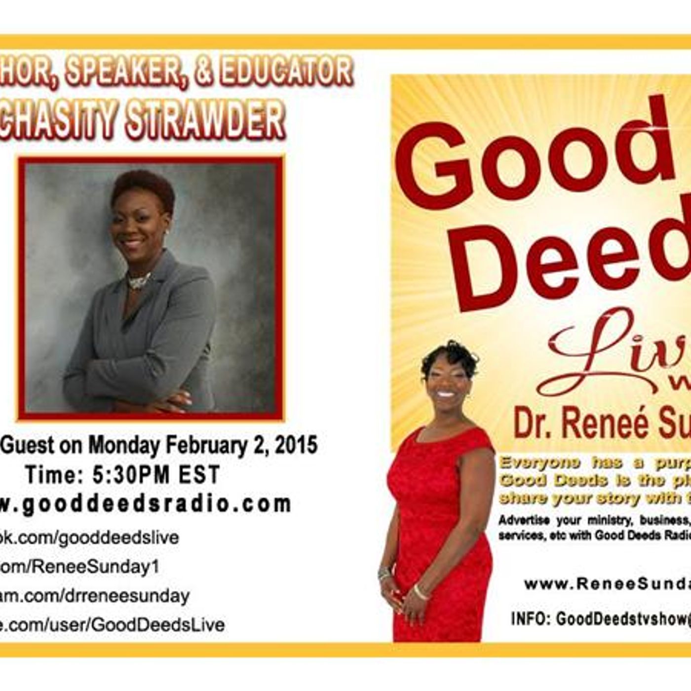 Author/Speaker/Educator Chasity Strawder stops by Good Deeds w/Dr. Renee Sunday episode artwork