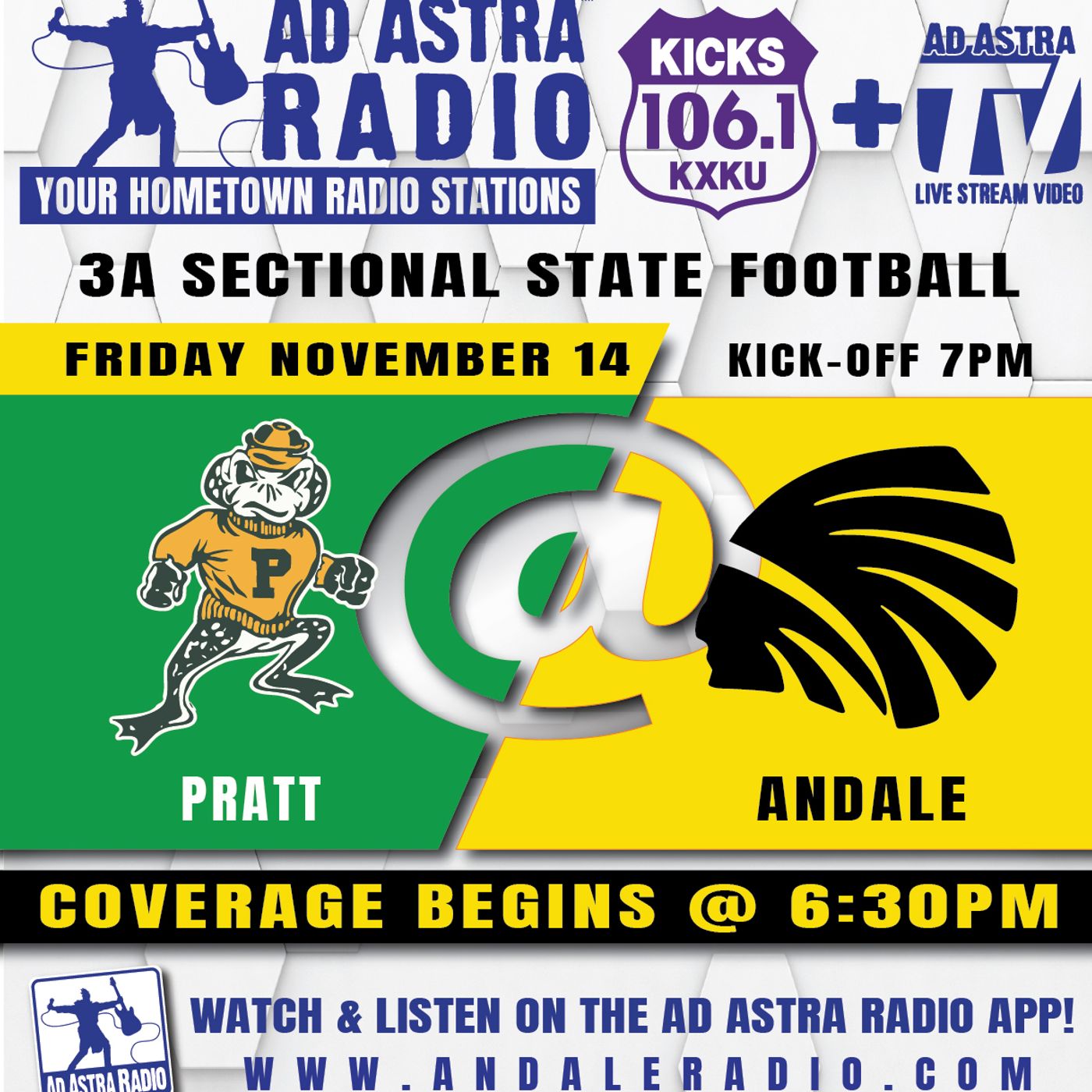 Pratt Greenbacks at Andale Indians Football (November 14, 2025) episode artwork