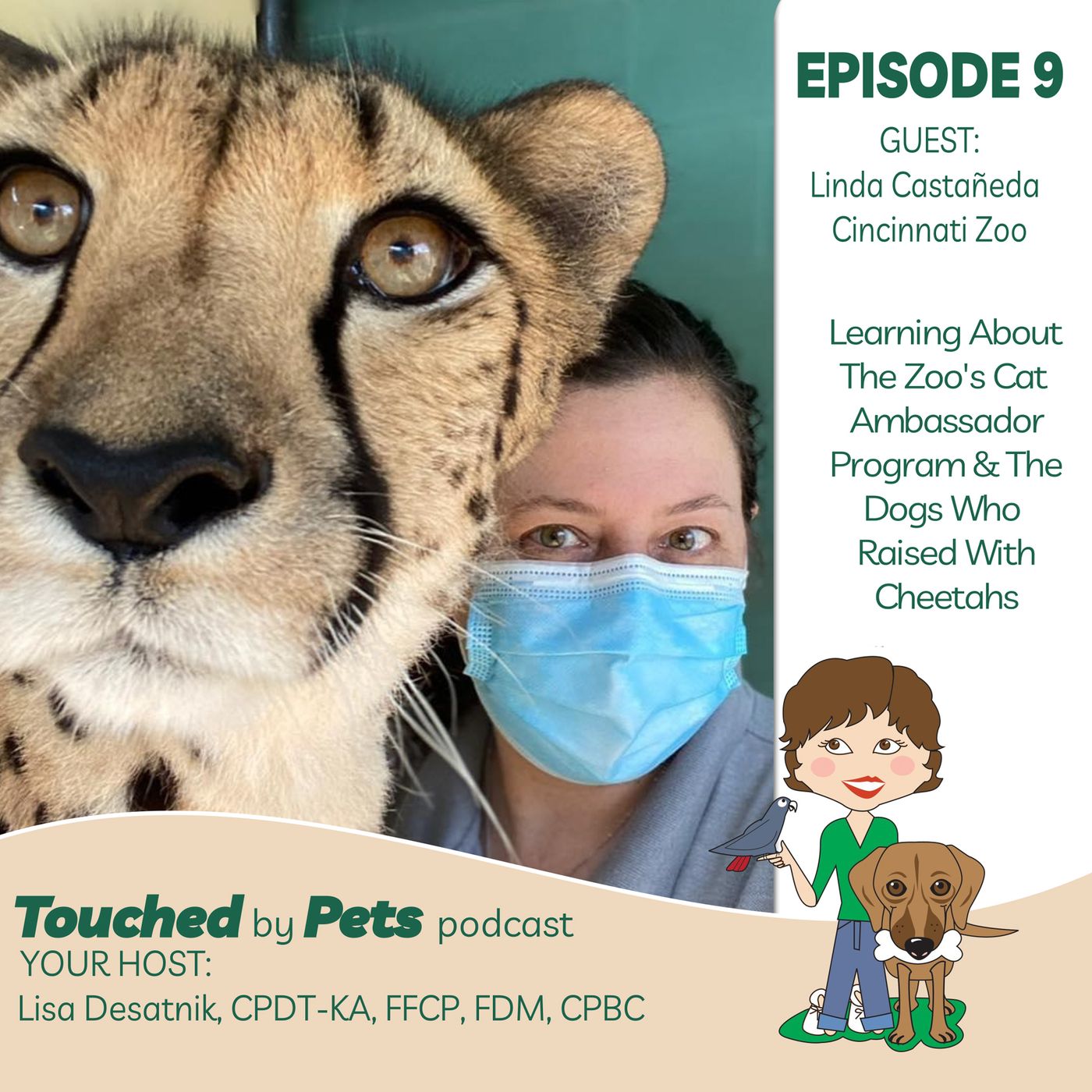 Episode 9: Learning about the Cincinnati Zoo's cat ambassador program and the dogs who are raised with cheetahs episode artwork