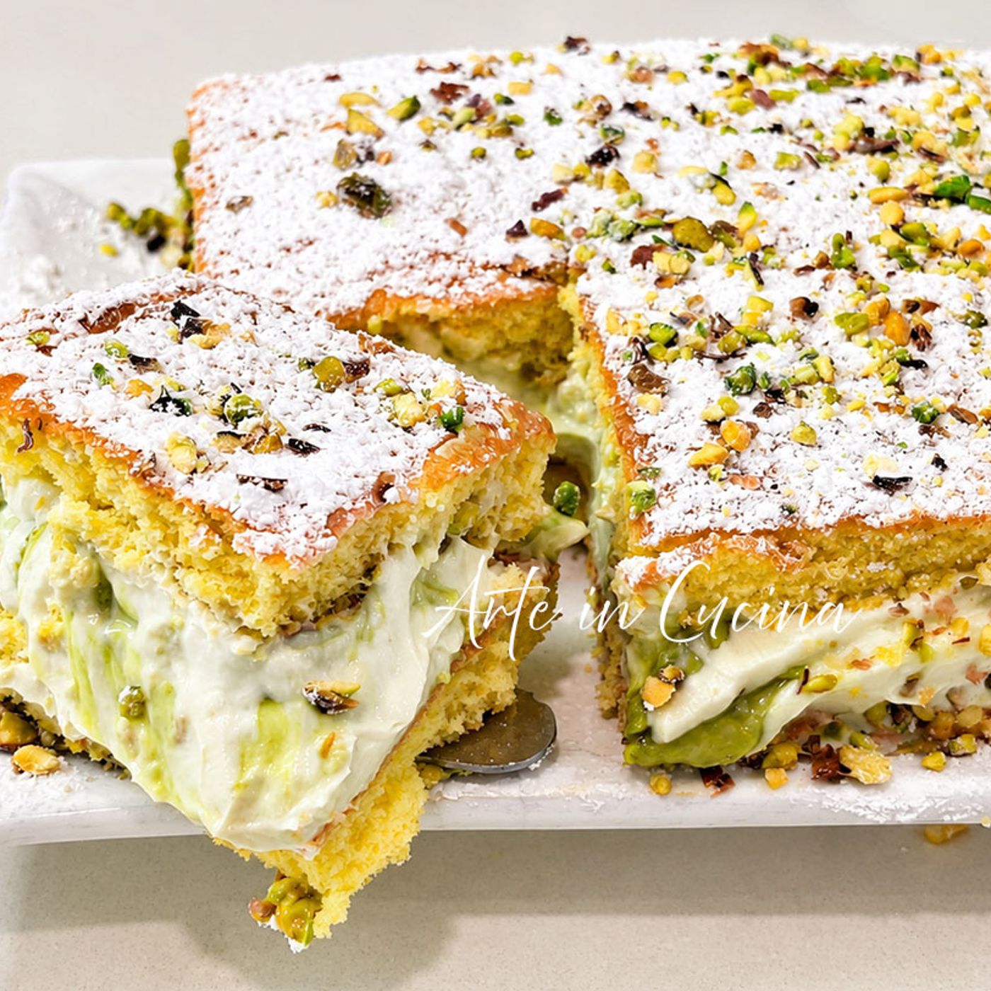 Torta di pasta biscotto al pistacchio