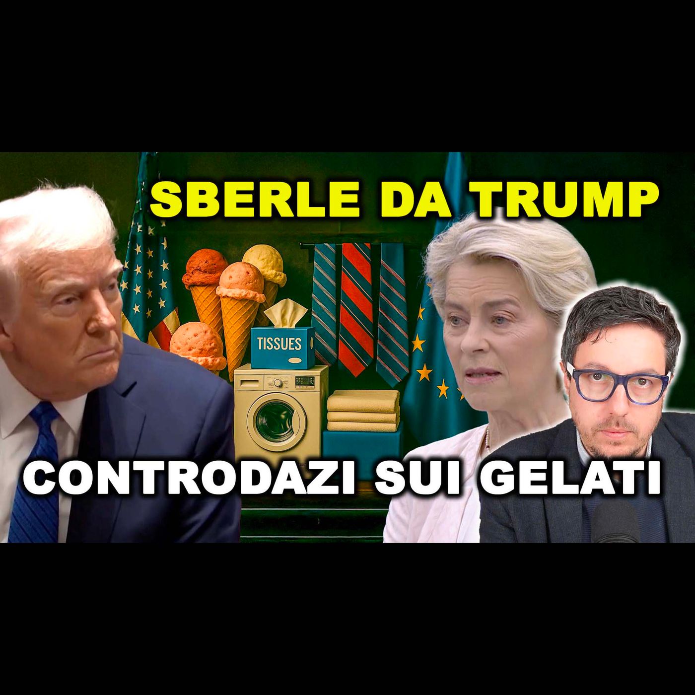 CONTRODAZI EU su gelati, fazzoletti, cravatte e lavatrici statunitensi e TRUMP 104% alla CINA