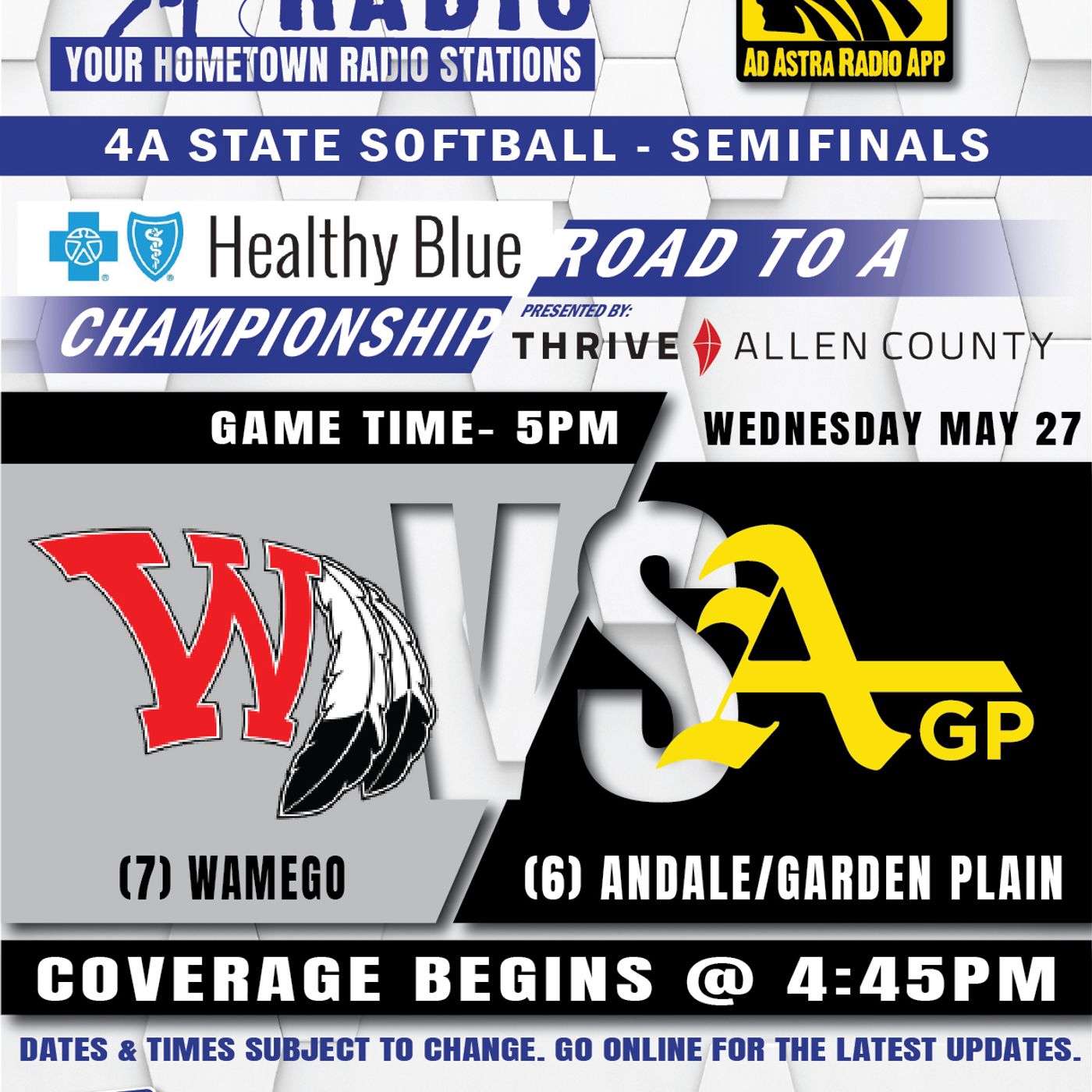 Andale Indains vs Wamego Red Raiders High School Softball (4A State Semifinal-May 27, 2026)
