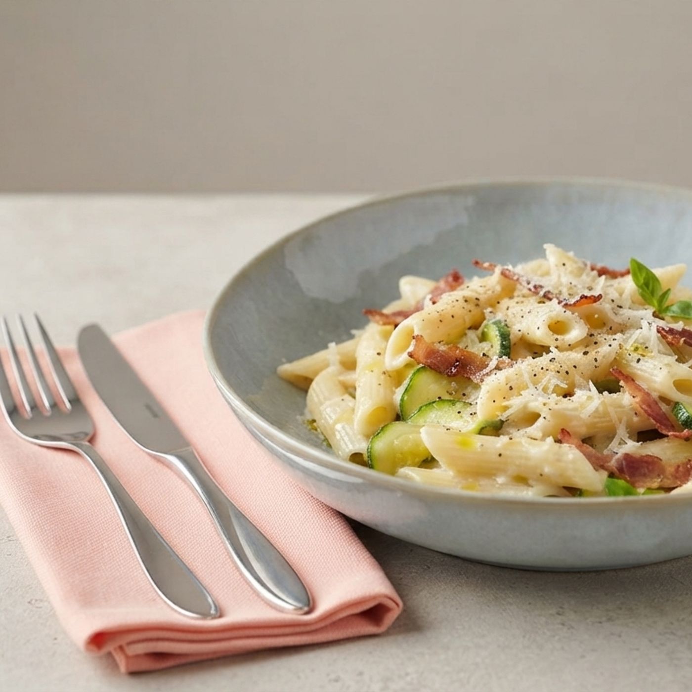 Penne zucchine e speck cremose in pochi minuti episode artwork