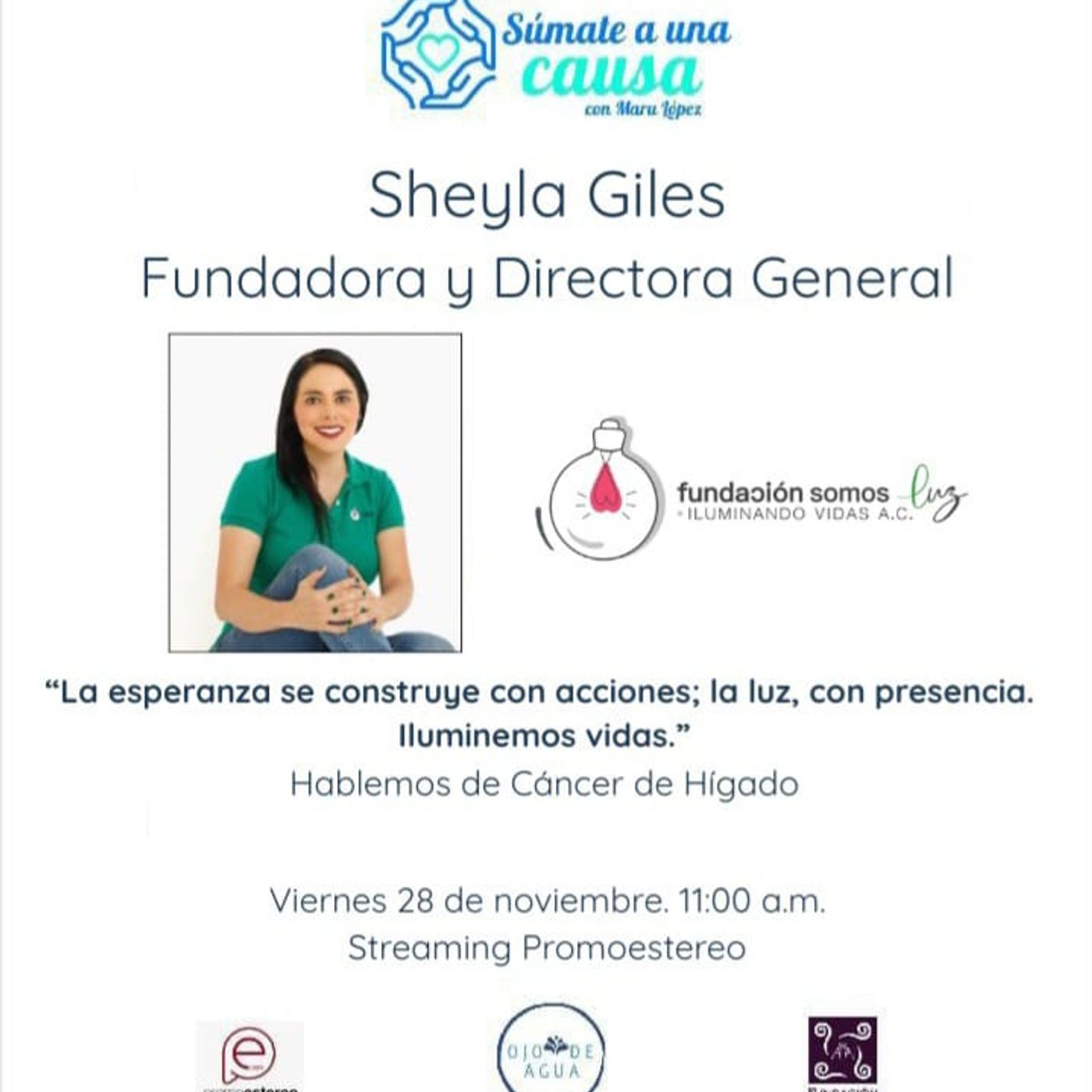 SUMATE A UNA CAUSA || LA ESPERANZA SE CONSTRUYE CON ACCIONES: LA LUZ, CON PRESENCIA. ILUMINEMOS VIDAS. / HABLEMOS DE CÁNCER DE HÍGADO SUMATE A UNA CAUSA || LA ESPERANZA SE CONSTRUYE CON ACCIONES: LA LUZ, CON PRESENCIA. ILUMINEMOS VIDAS. / HABLEMOS DE CÁNCER DE HÍGADO