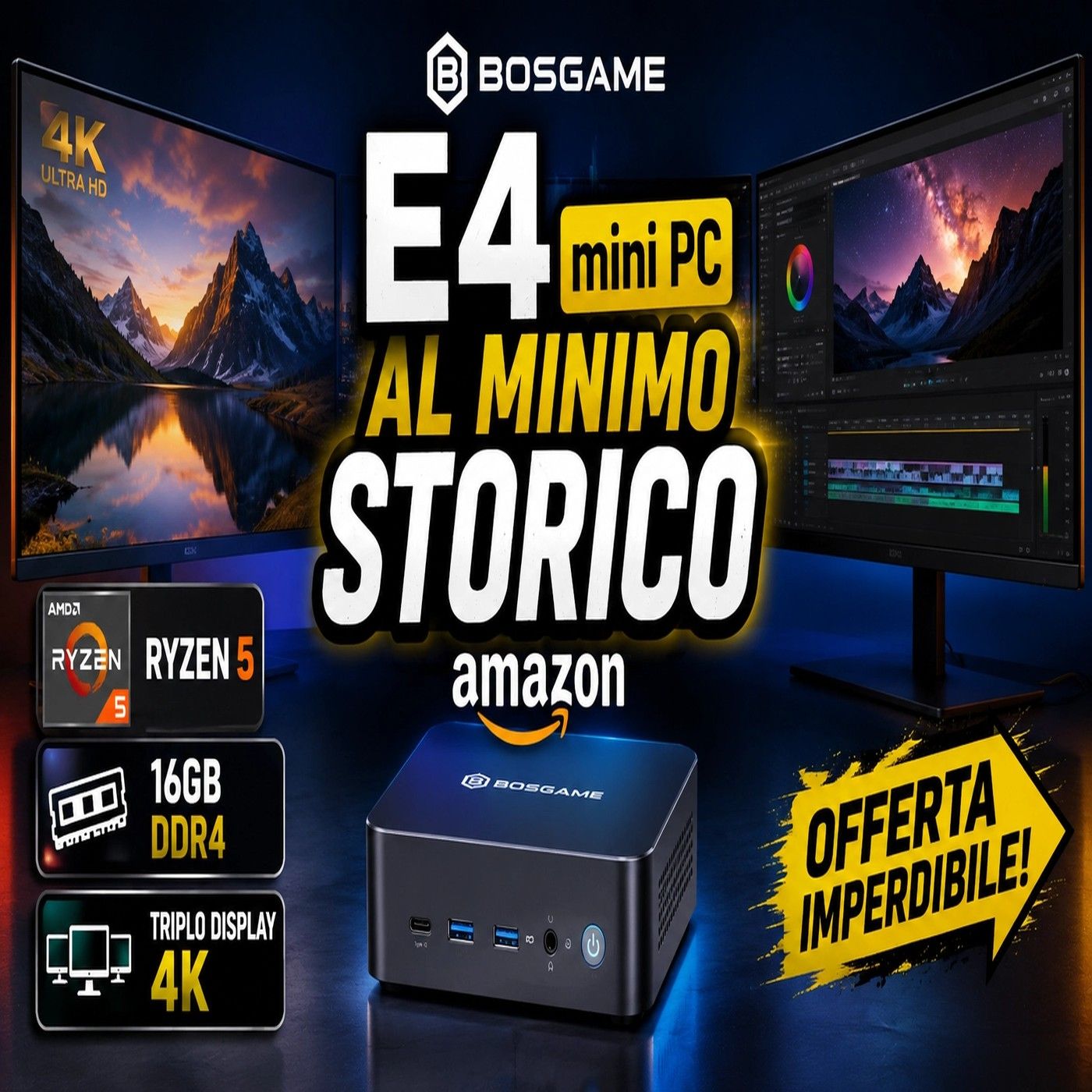BOSGAME E4 Mini PC al Minimo Storico_ AMD Ryzen 5, 16GB e Triplo Display 4K episode artwork