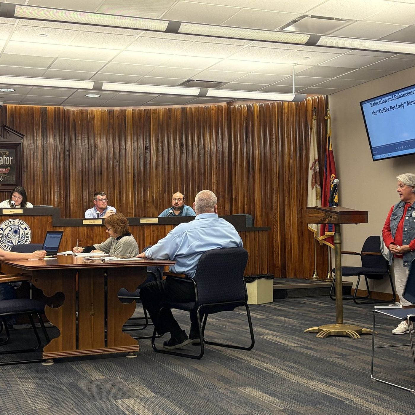 Streator council hears proposal to move “Coffee Pot Lady” memorial to City Park episode artwork