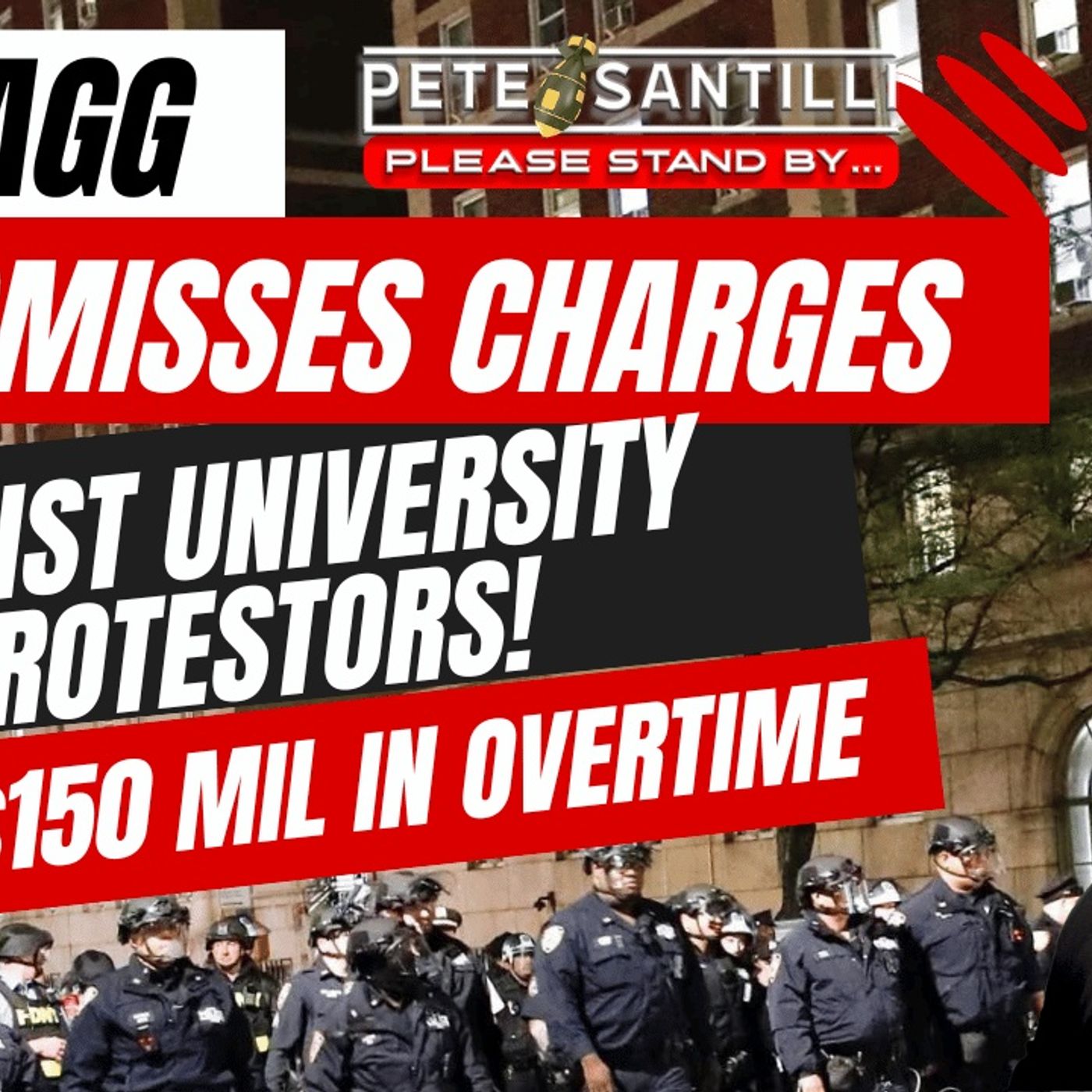 Bragg Dismisses University Protestor Charges - NYPD COST: $150 Mil  [Pete Santilli Show #4114-8AM] episode artwork