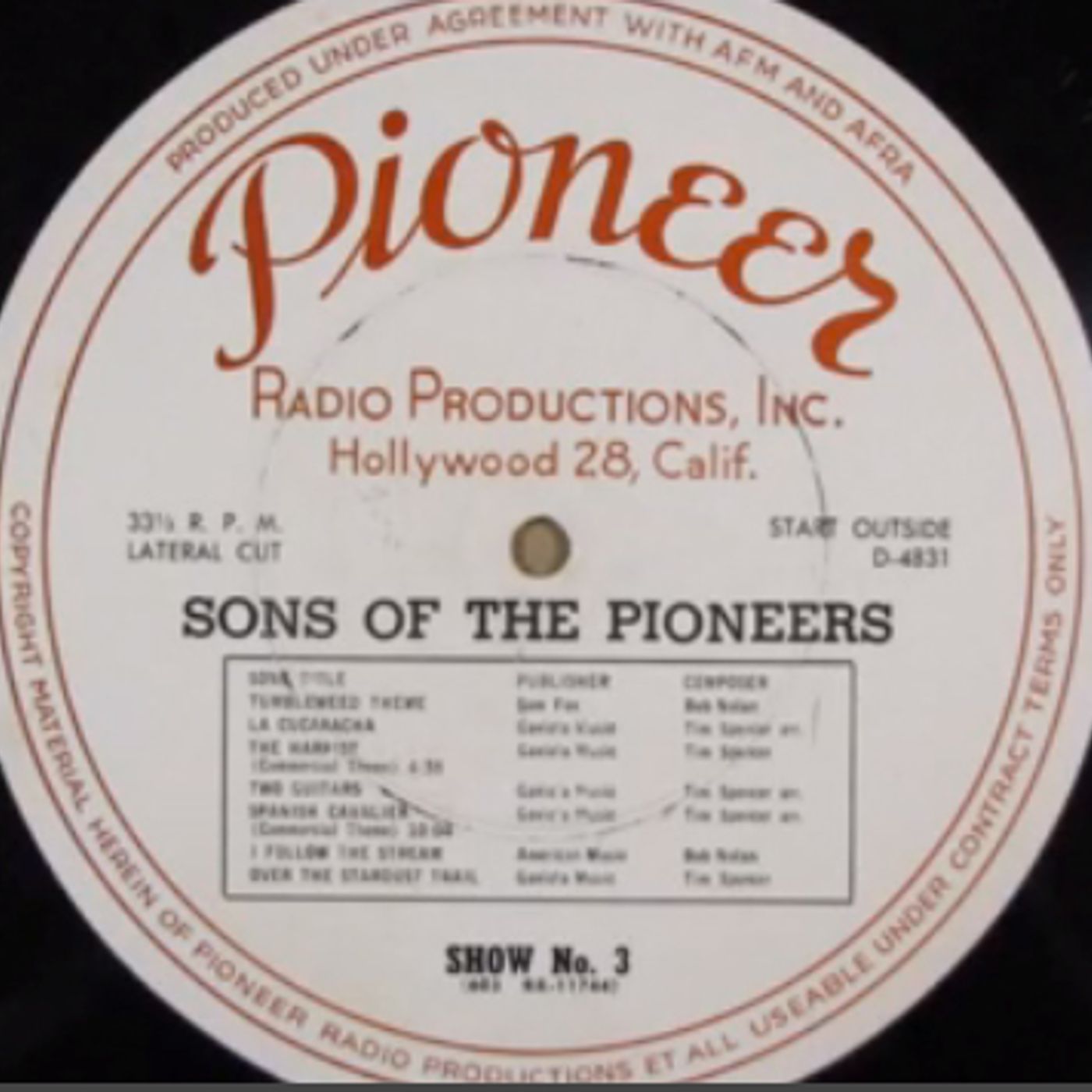 Sons of the Pioneers 46-xx-xx (03) First Song - La Cucaracha