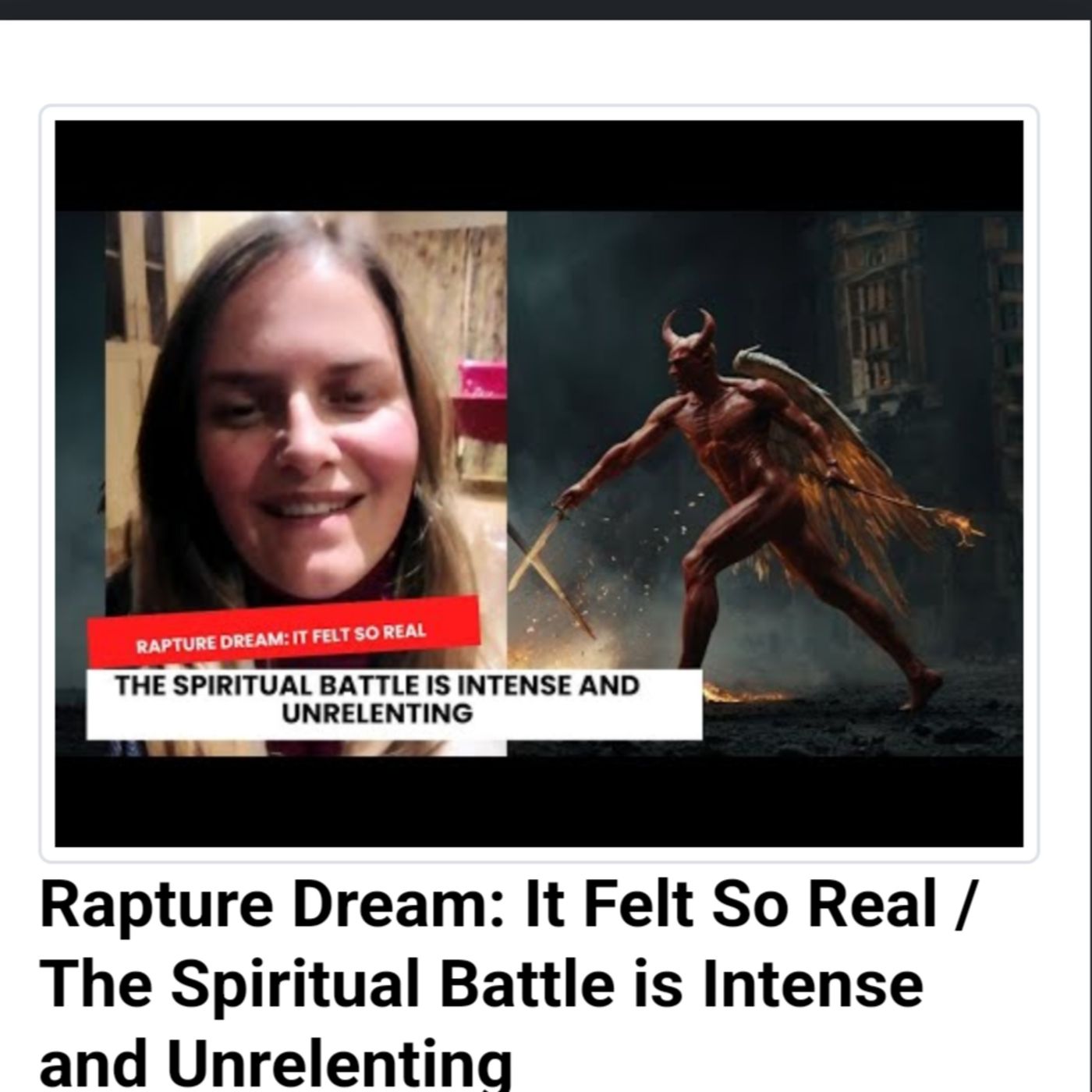 Rapture Dream: It Felt So Real / The Spiritual Battle is Intense and Unrelenting episode artwork