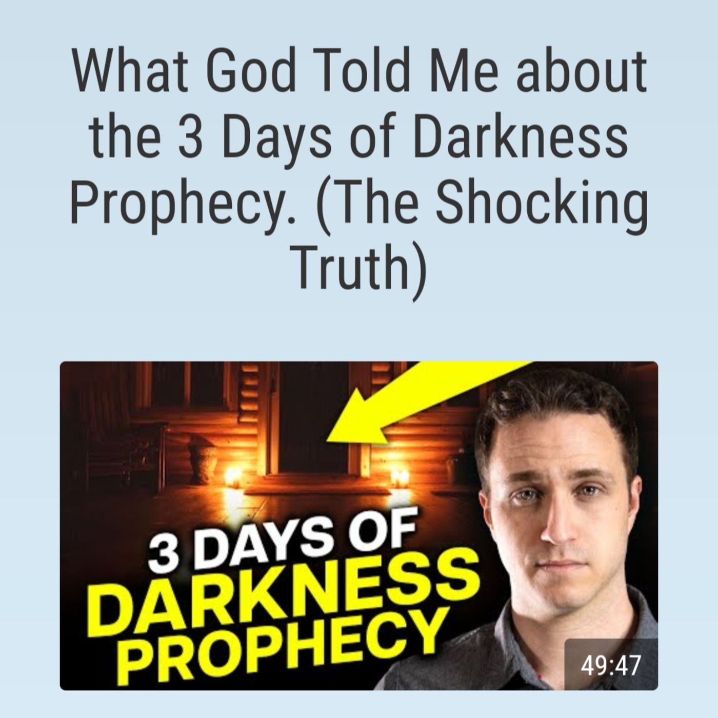 What God Told Me about the 3 Days of Darkness Prophecy. (The Shocking Truth) episode artwork