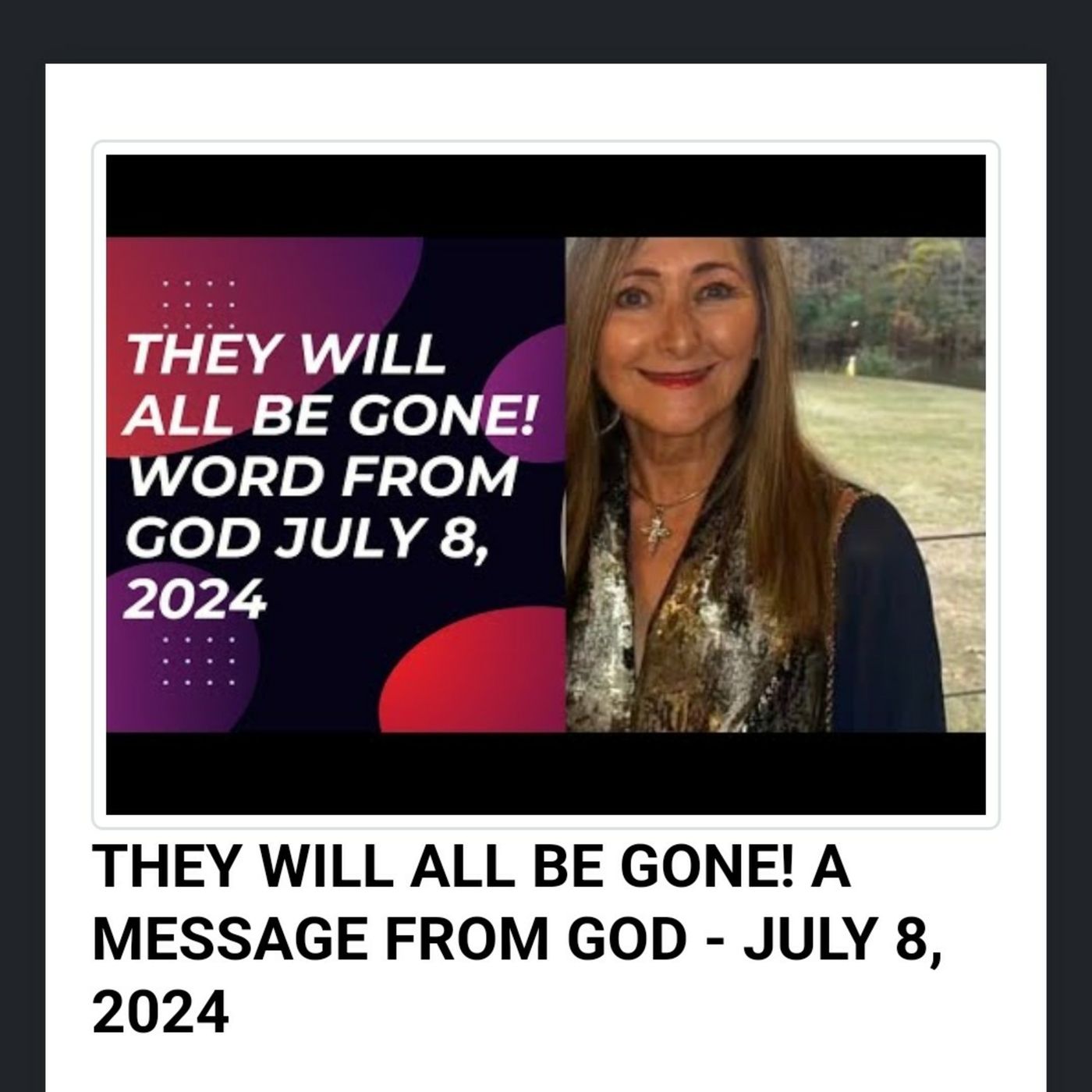 THEY WILL ALL BE GONE! A MESSAGE FROM GOD - JULY 8, 2024 episode artwork