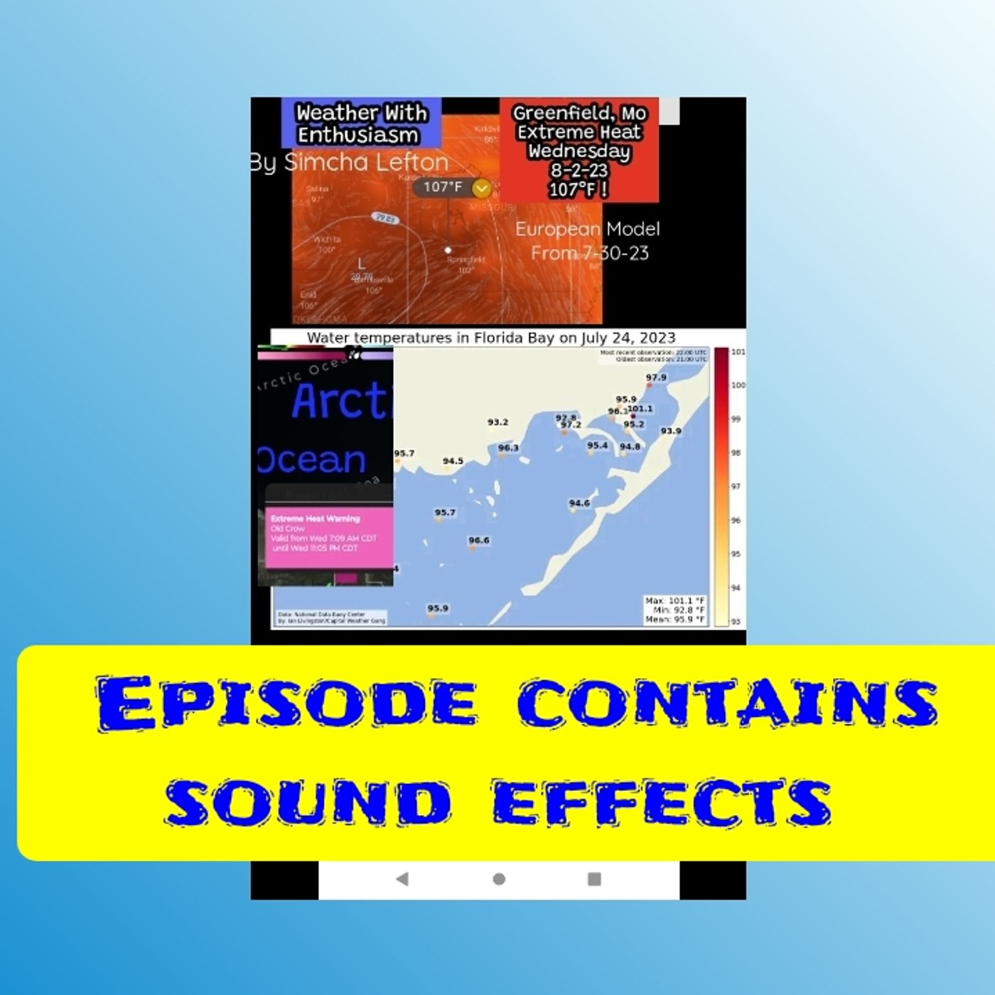 7-30: Severe storms in Arizona: Marine Heatwave, Heat Over Plains