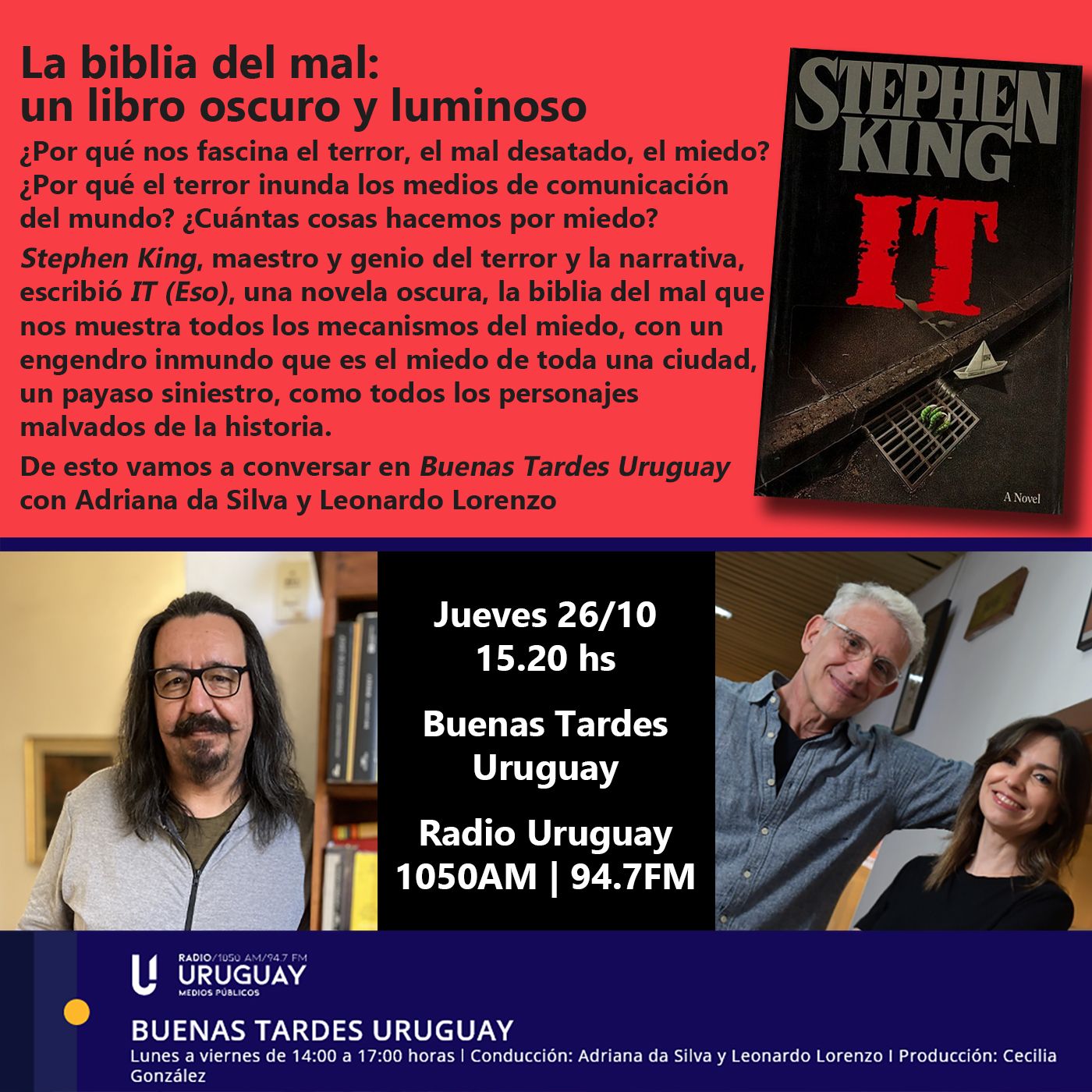 Buenas Tardes Uruguay | La biblia del mal: un libro oscuro y luminoso | It | Stephen King | 26-10-23 episode artwork