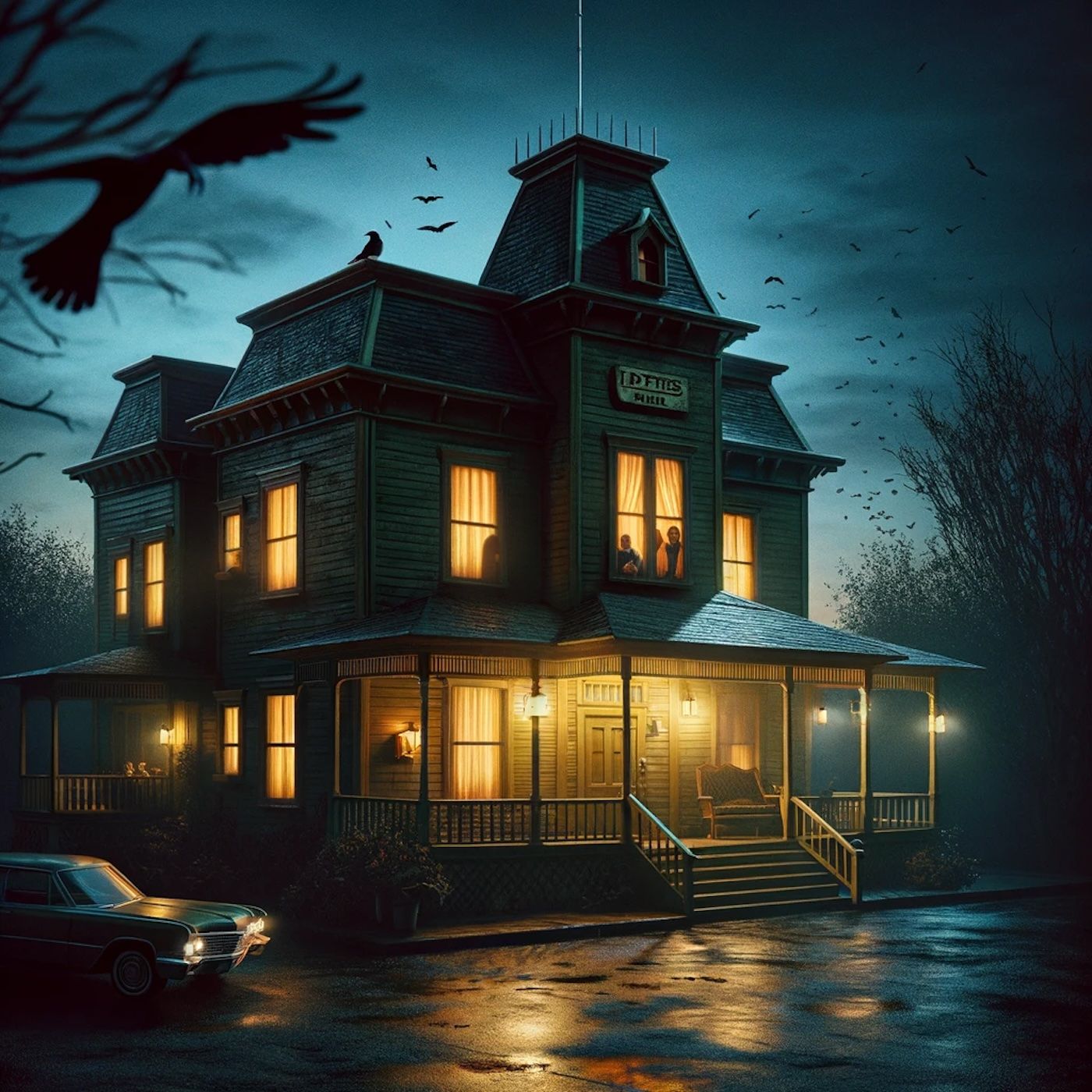 "Here we have a quiet little motel, when in fact it has now become known as the scene of the crime." episode artwork