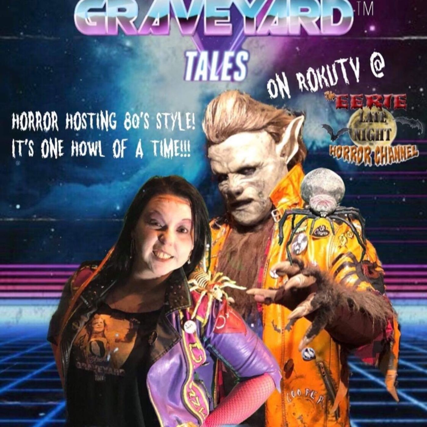 Slash Cooper and Foxie Roxie Horror hosts on the Monster Channel And Slash’s GraveYard Tales