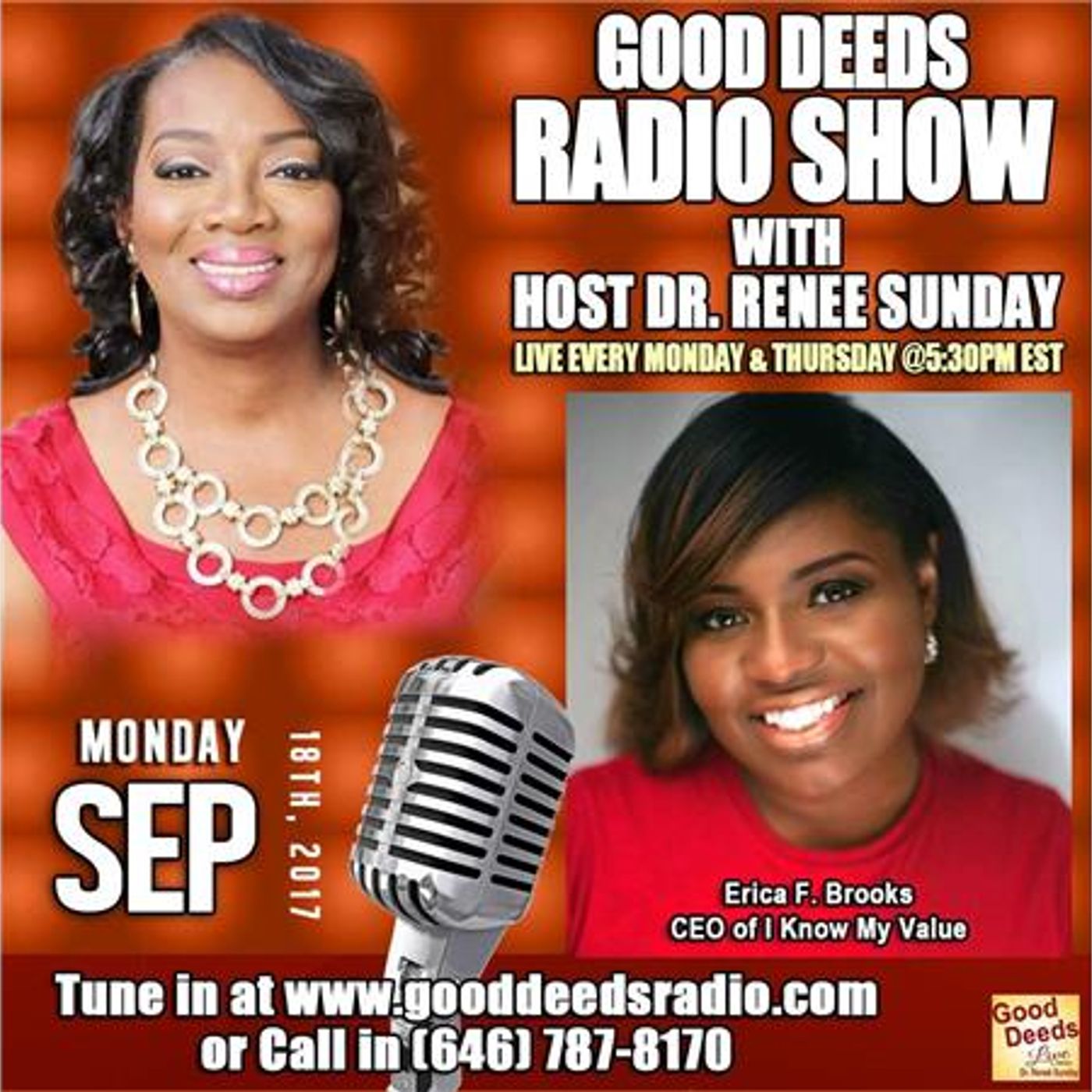 Erica F. Brooks - CEO of I Know My Value shares on Good Deeds Radio Show episode artwork