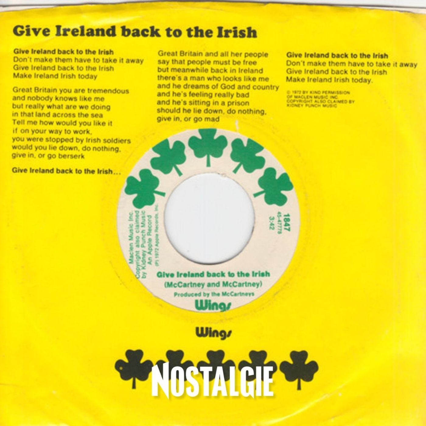 Paul McCartney & Wings : Give Ireland back to the Irish (1972)