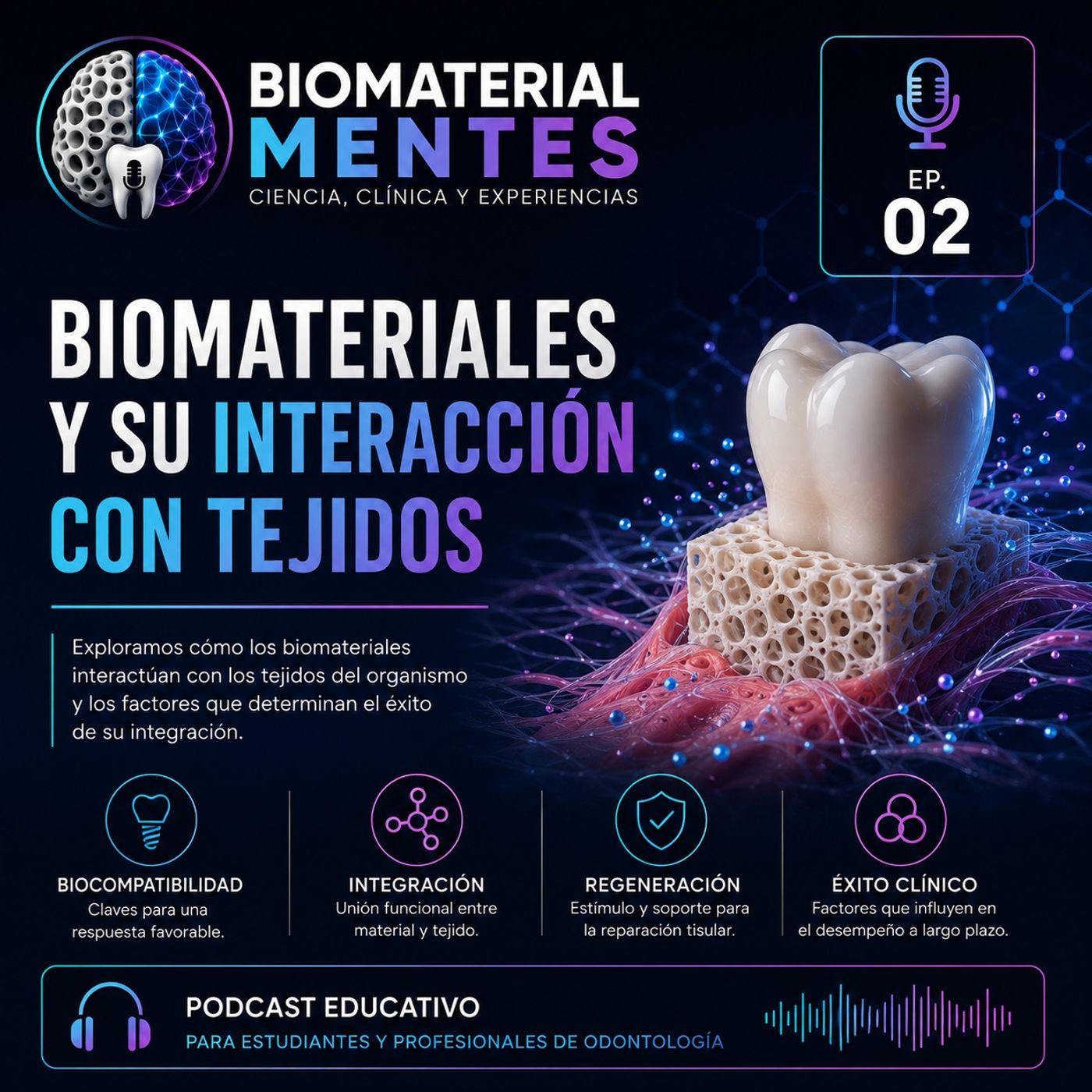 🧬🦷 EP. 02 | Biomateriales y su interacción con tejidos 🧫🔬 episode artwork
