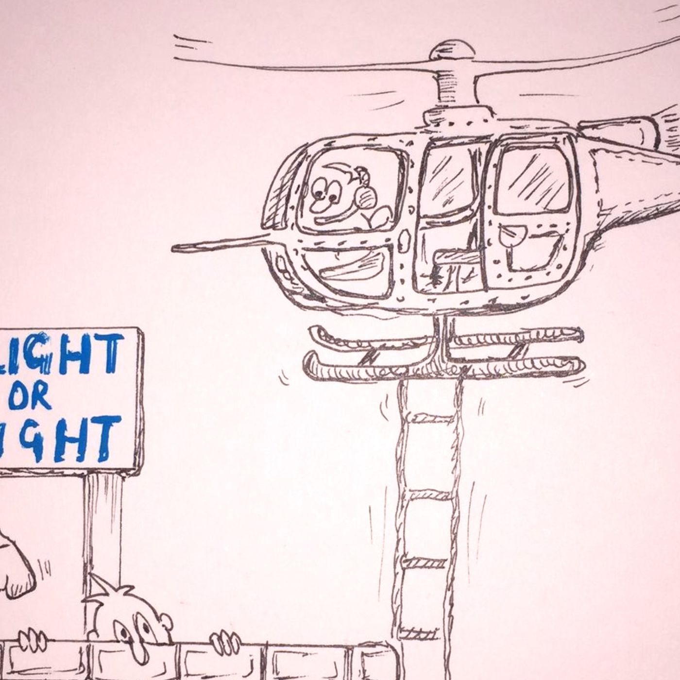 Angry plumber helicopter Fight or Flight episode artwork