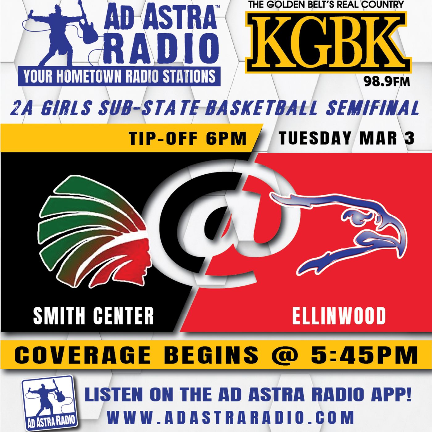 Smith Center Lady Redmen at Ellinwood Lady Eagles High School Basketball (2A Substate Semifinal-March 3, 2026) episode artwork