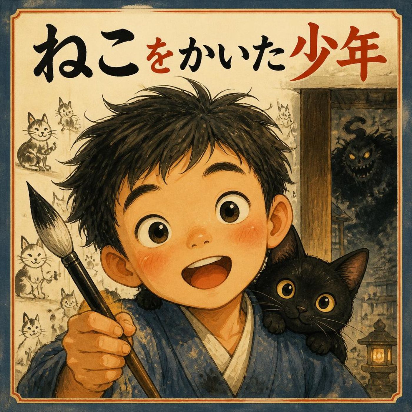 【日本民話】猫を描いた少年と真夜中の不思議な約束 episode artwork