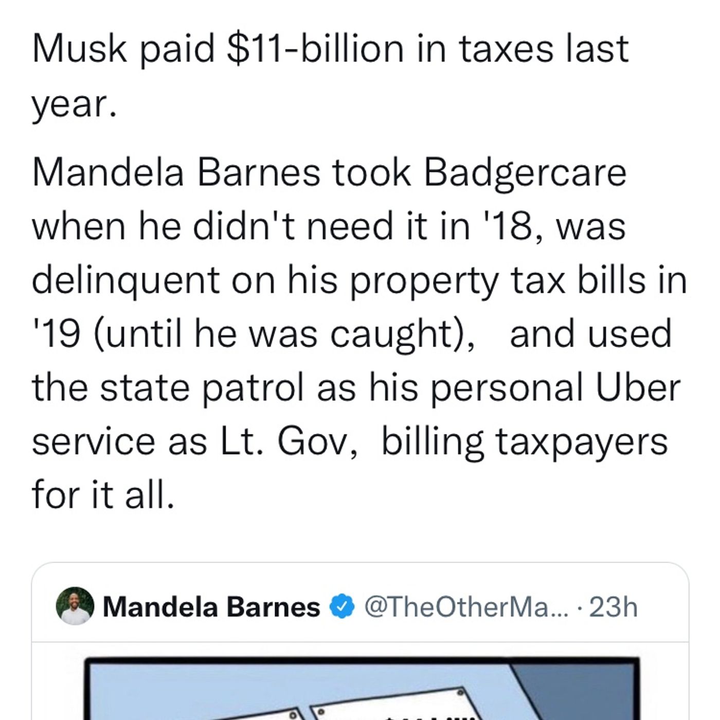 Elon Musk Paid 11 Billion in Taxes and the LT Governor of Wisconsin took Badger care and was intentionally not paying his property taxes episode artwork