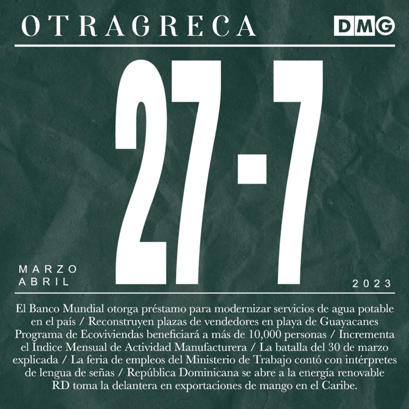 Semanas 27 marzo - 7 abril Semanas 27 marzo - 7 abril