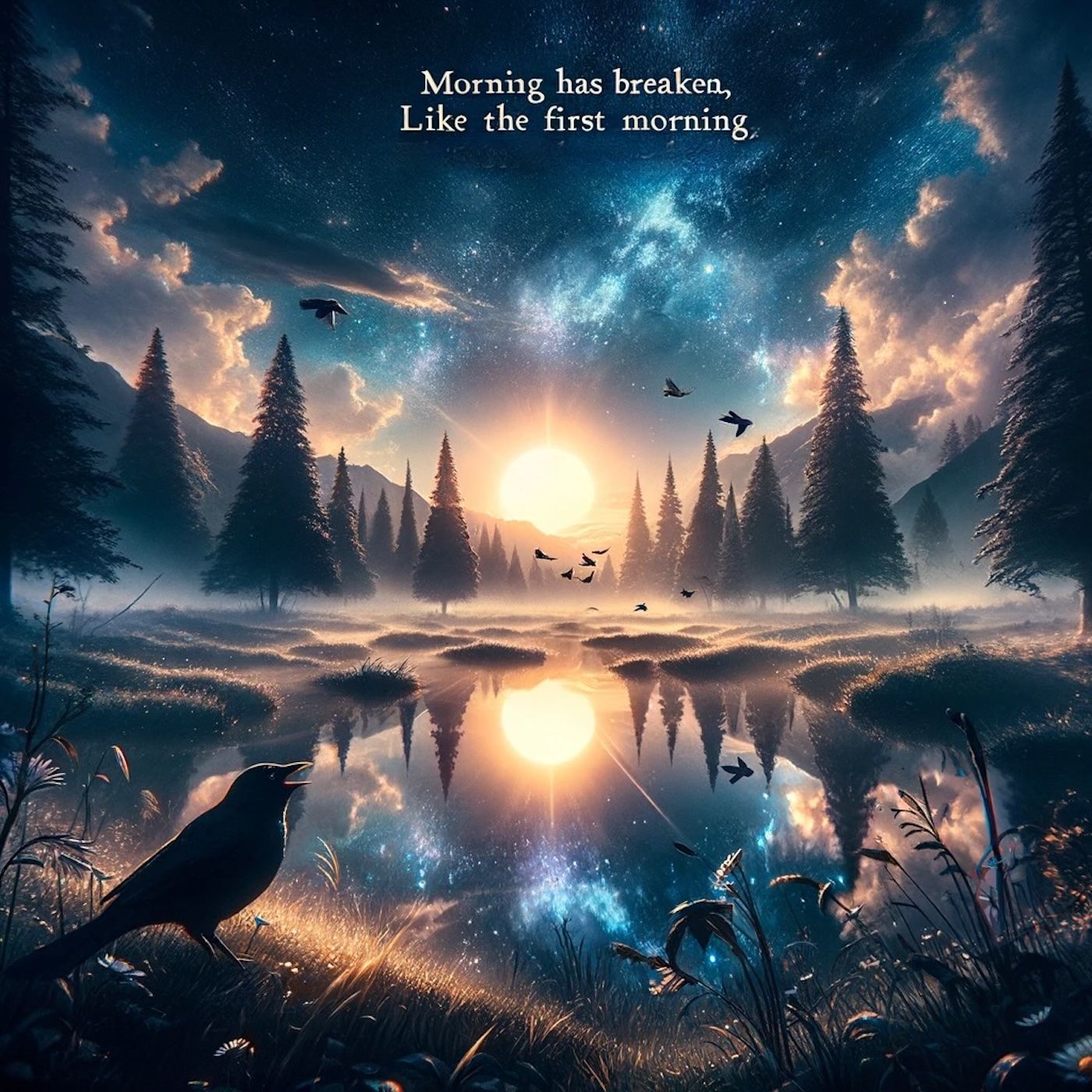 "Morning has broken, like the first morning. Blackbird has spoken, like the first bird." episode artwork